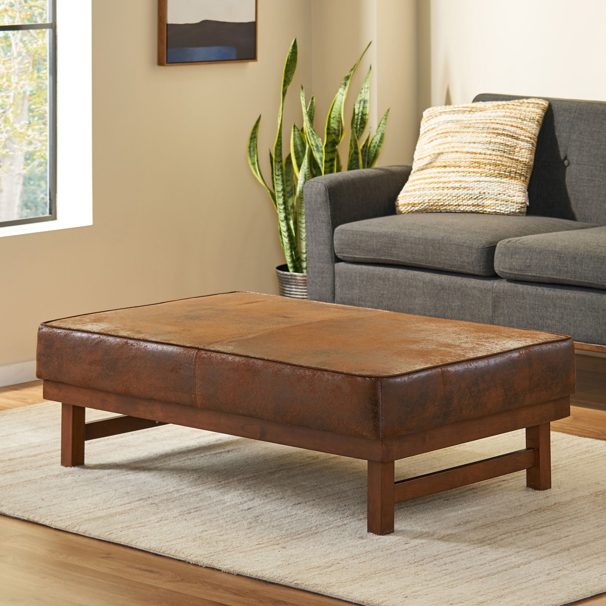 Temzyl - Mid Century Modern Microfiber Ottoman