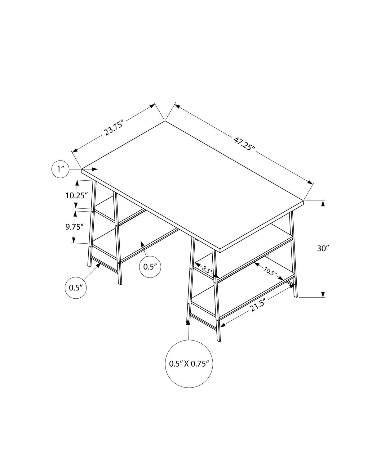 Computer Desk For Home Office, Laptop, Storage Shelves, Contemporary Versatile Placement - White
