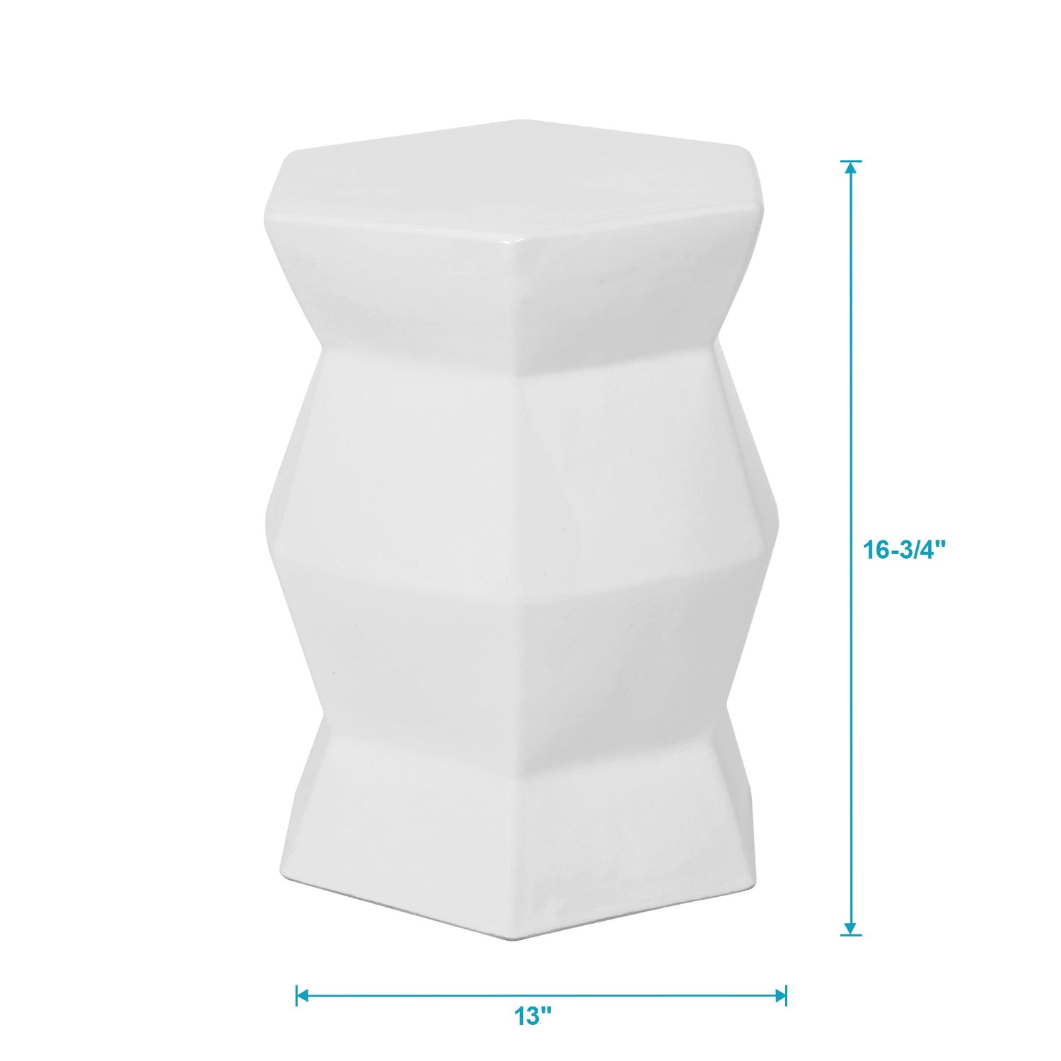 Contemporary Ceramic Drum Stool Indoor / Outdoor Side Table Glazed Accent Garden Stool - White