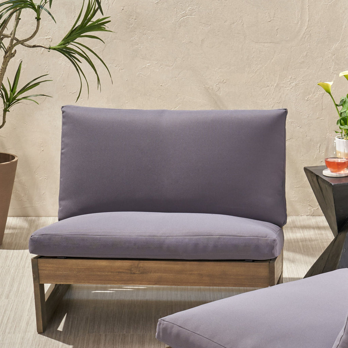 Acacia Wood Outdoor Club Chair With Cushions