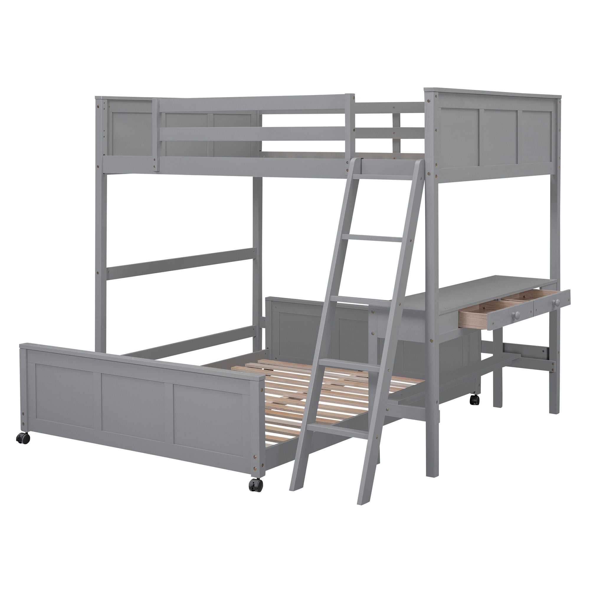 Full Over Full Bunk Bed With Desk