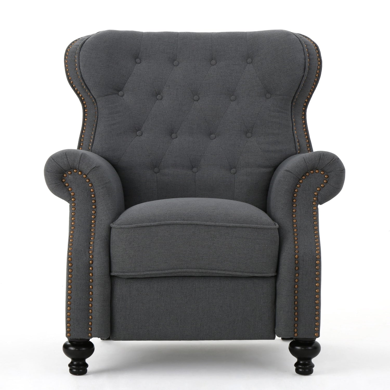 Accented Push Back Recliner Chair With Rolled Arms, Enjoy Cocooning Comfort
