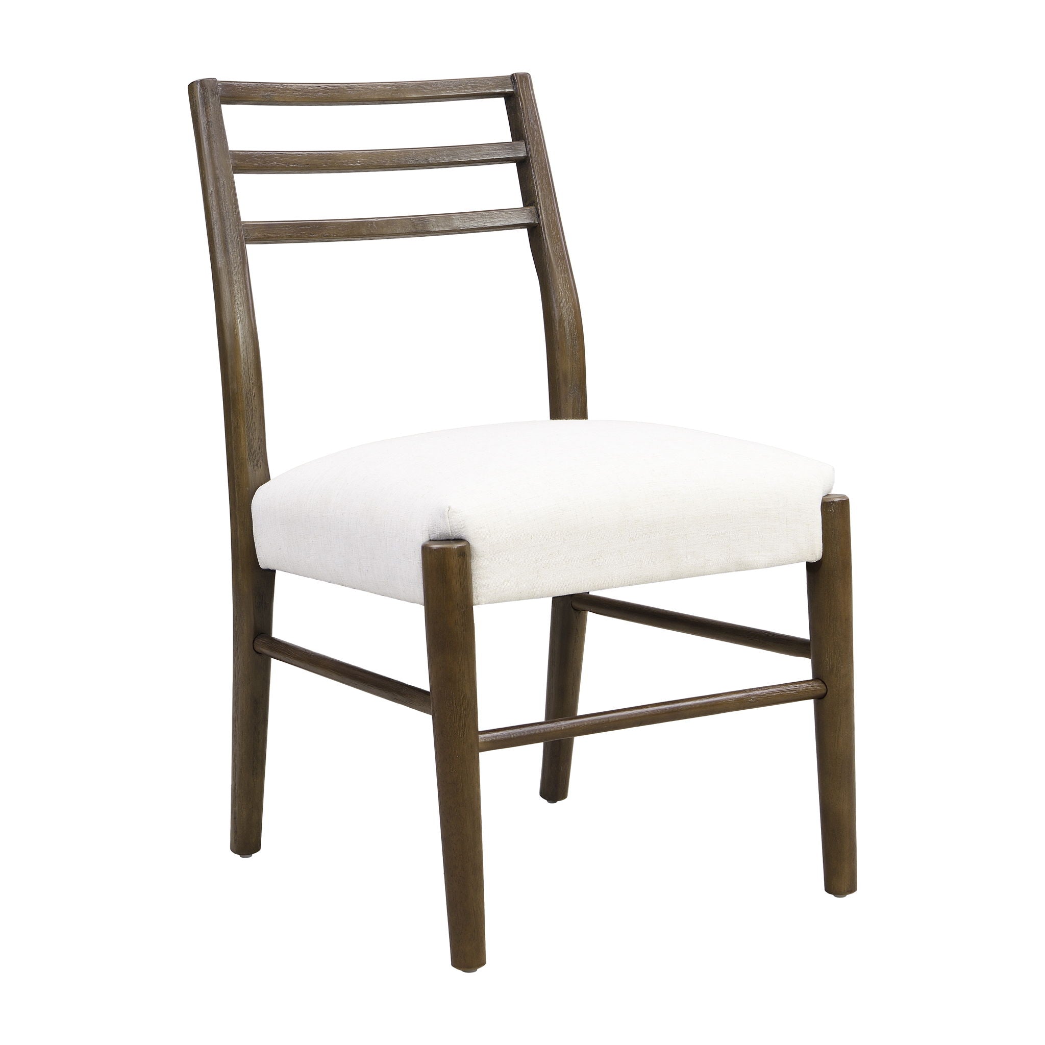 Farmhouse Style Dining Chair Set With Ladder Back Design - Beige