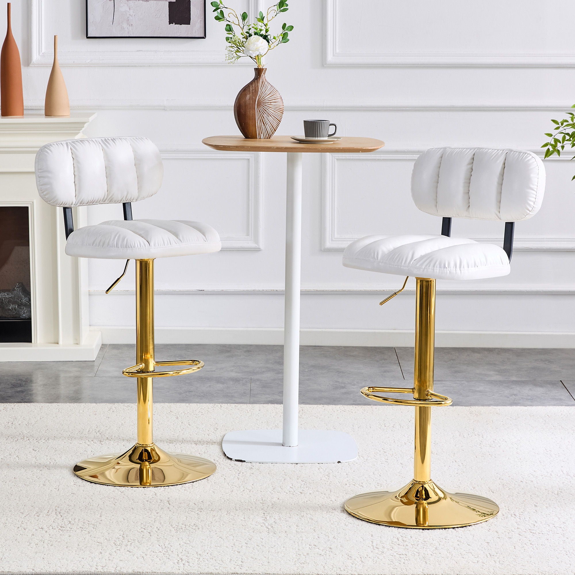 Adjustable Height Bar Stools & Footrest For Kitchen Island (Set of 2)