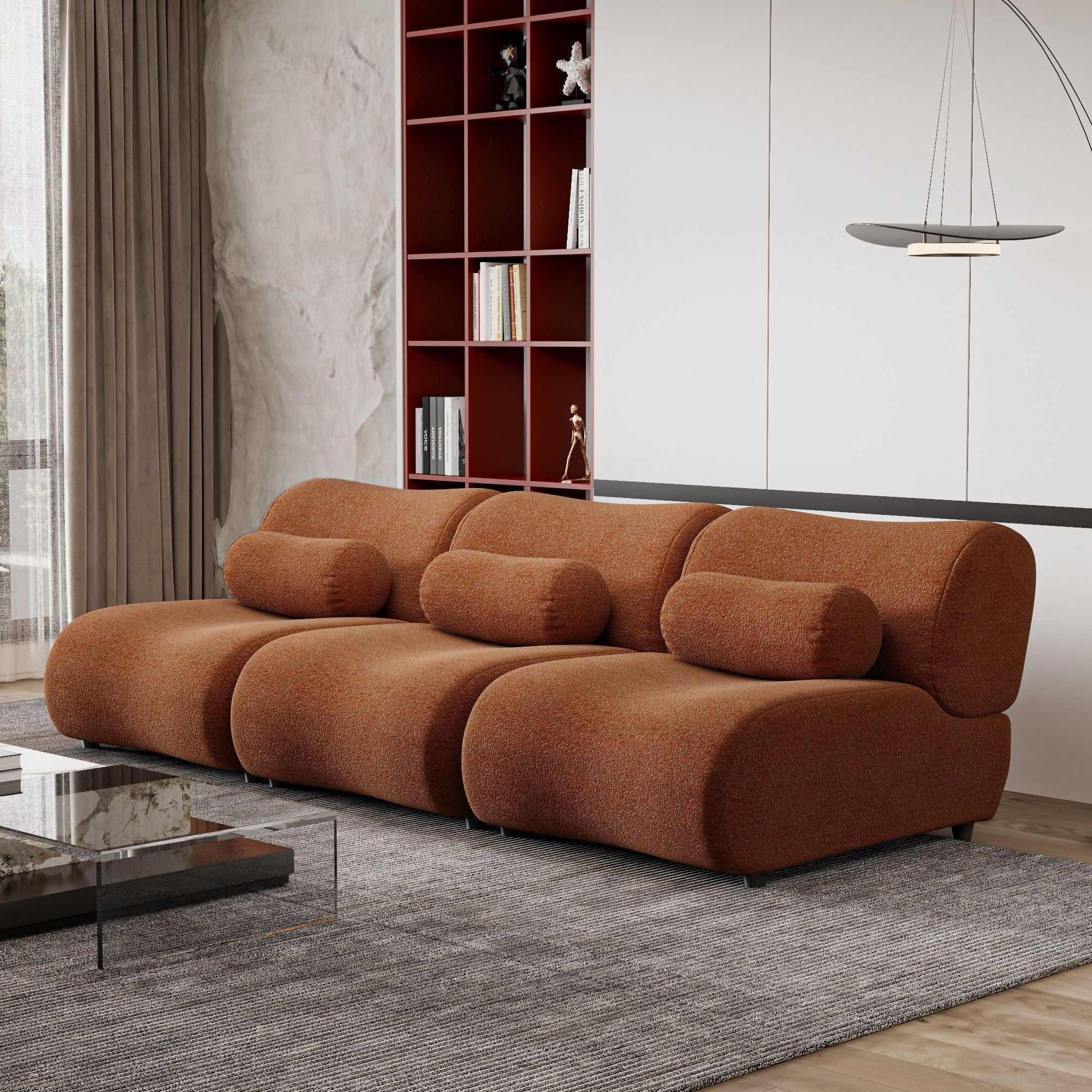 Contemporary Modular 3 Seat Sectional With Deep Seating, Soft Backrest