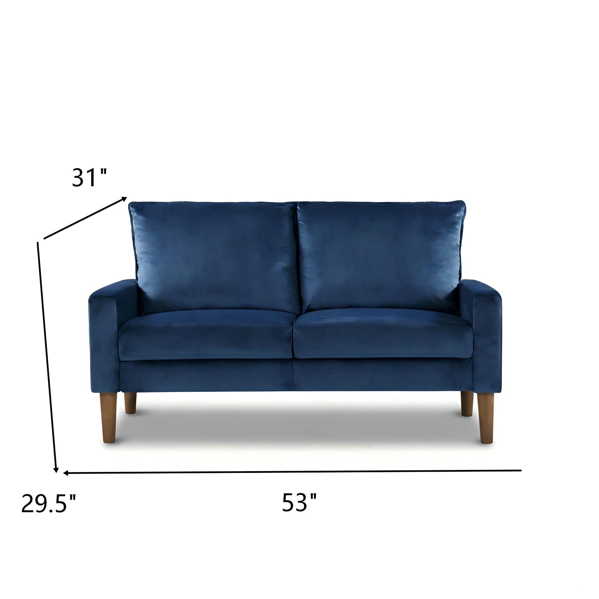 Upholstered Loveseat Sofa, 2 Seater Couch For Living Room Apartment - Dark Blue