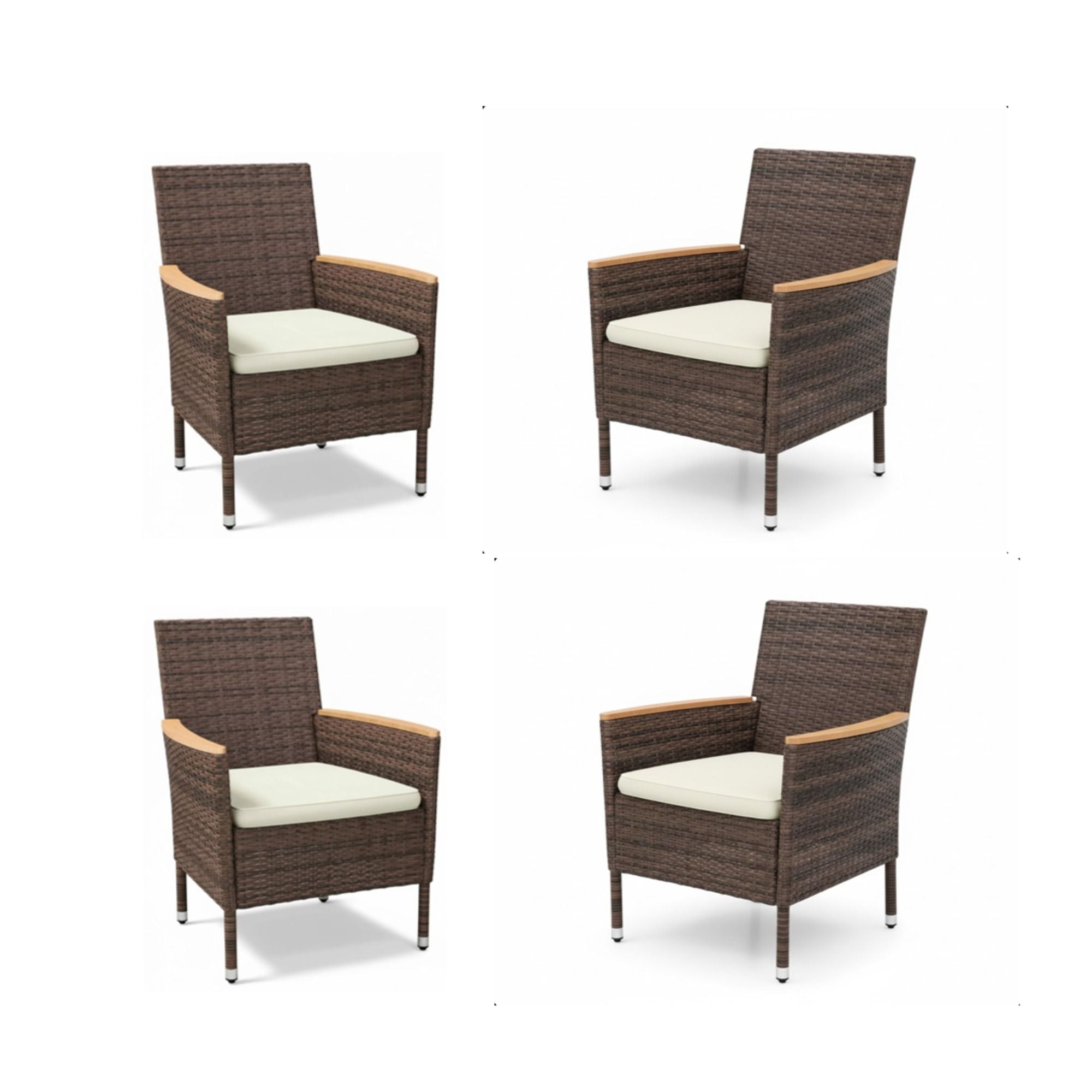 All Weather Patio Dining Chair Set With Cushions (Set of 4) - Brown