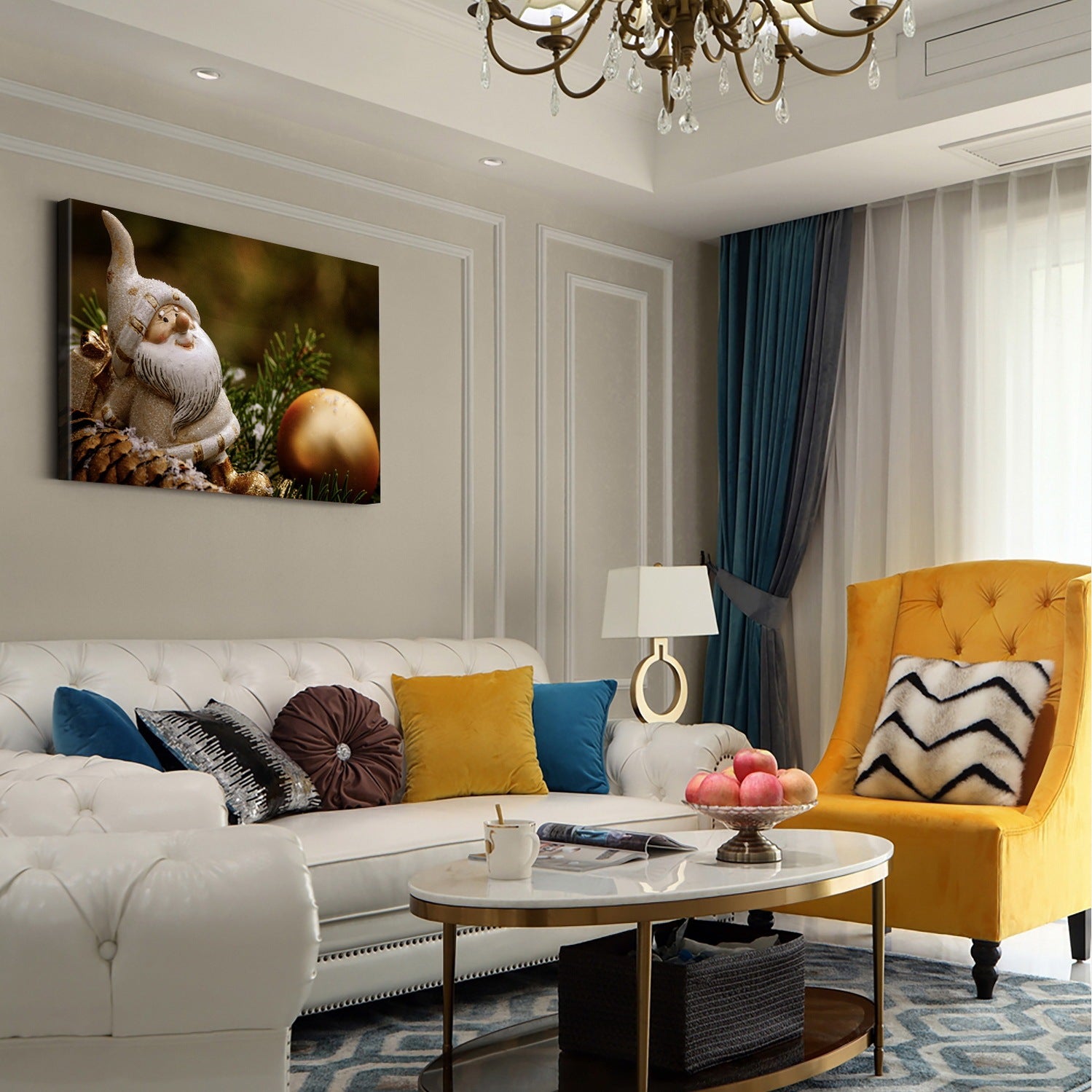 1pcs Drop-Shipping Christmas Winter Wall Art Festival Paintings Decorations Party Picutres Gift Poster for Home Wall Decor Framed-4832n- Thickness 1.5inch