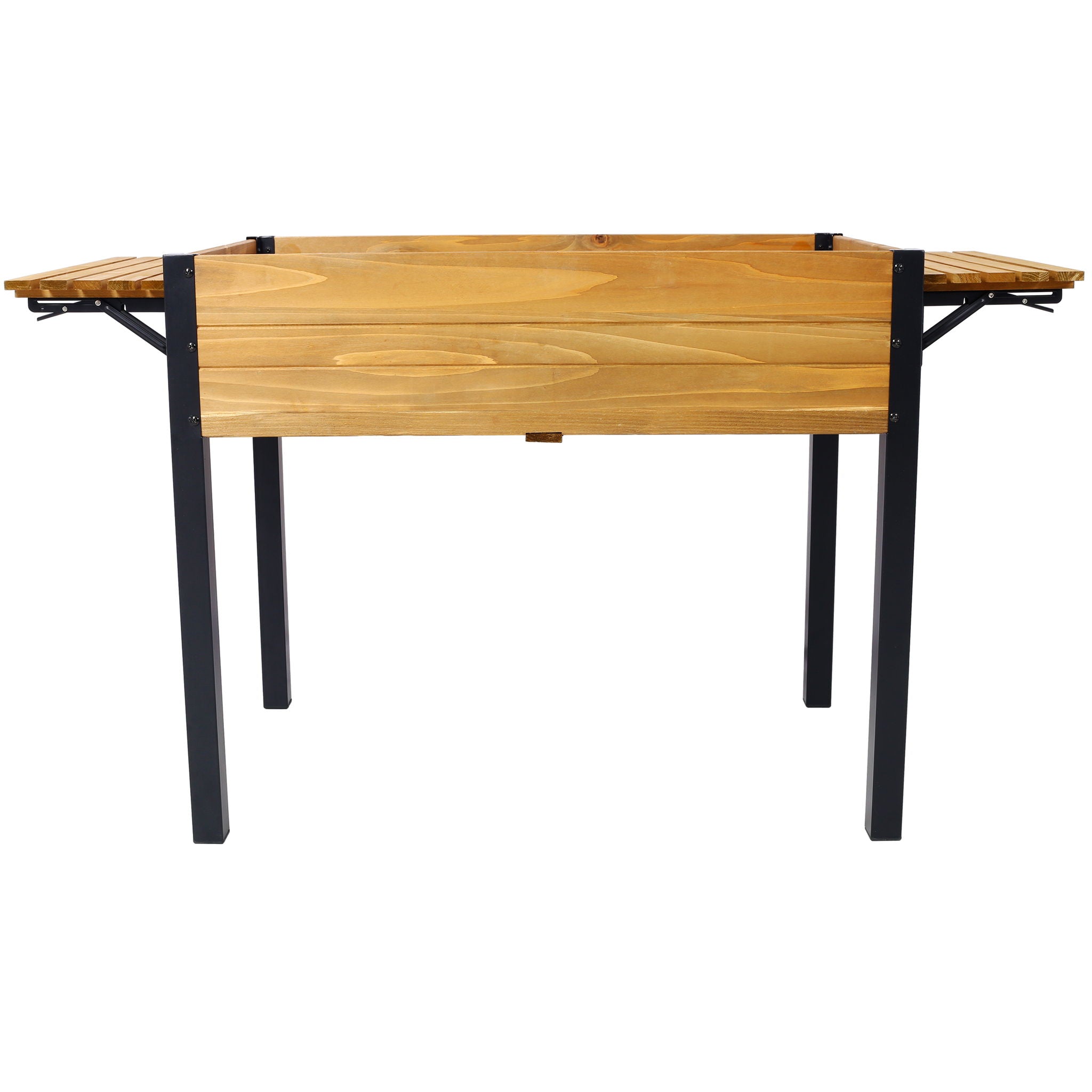 Raised Garden Bed With Metal Legs And Folding Storage Shelf