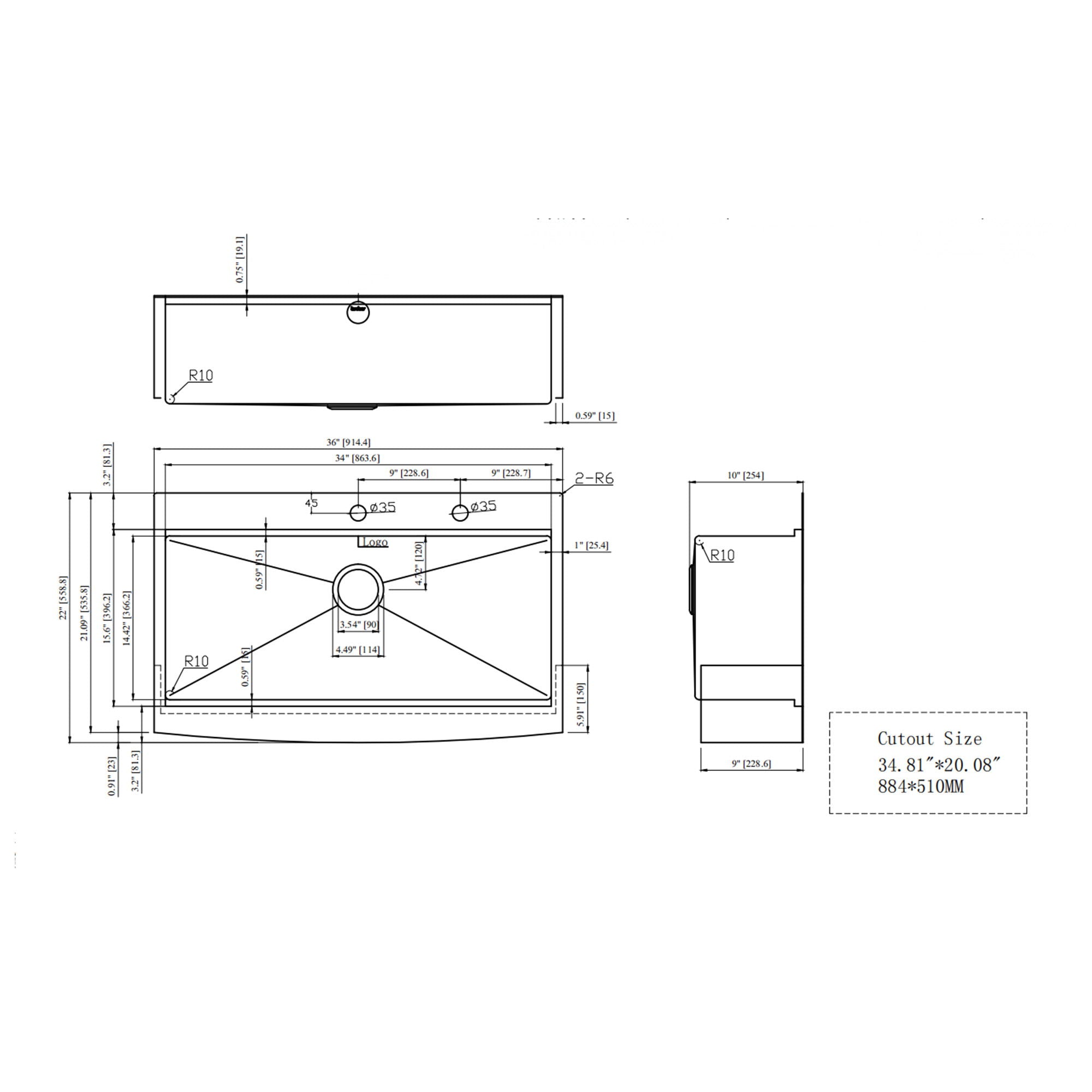 Modern Farmhouse 36" Stainless Steel Drop In Workstation Kitchen Sink With Apron Front - Brushed Nickel