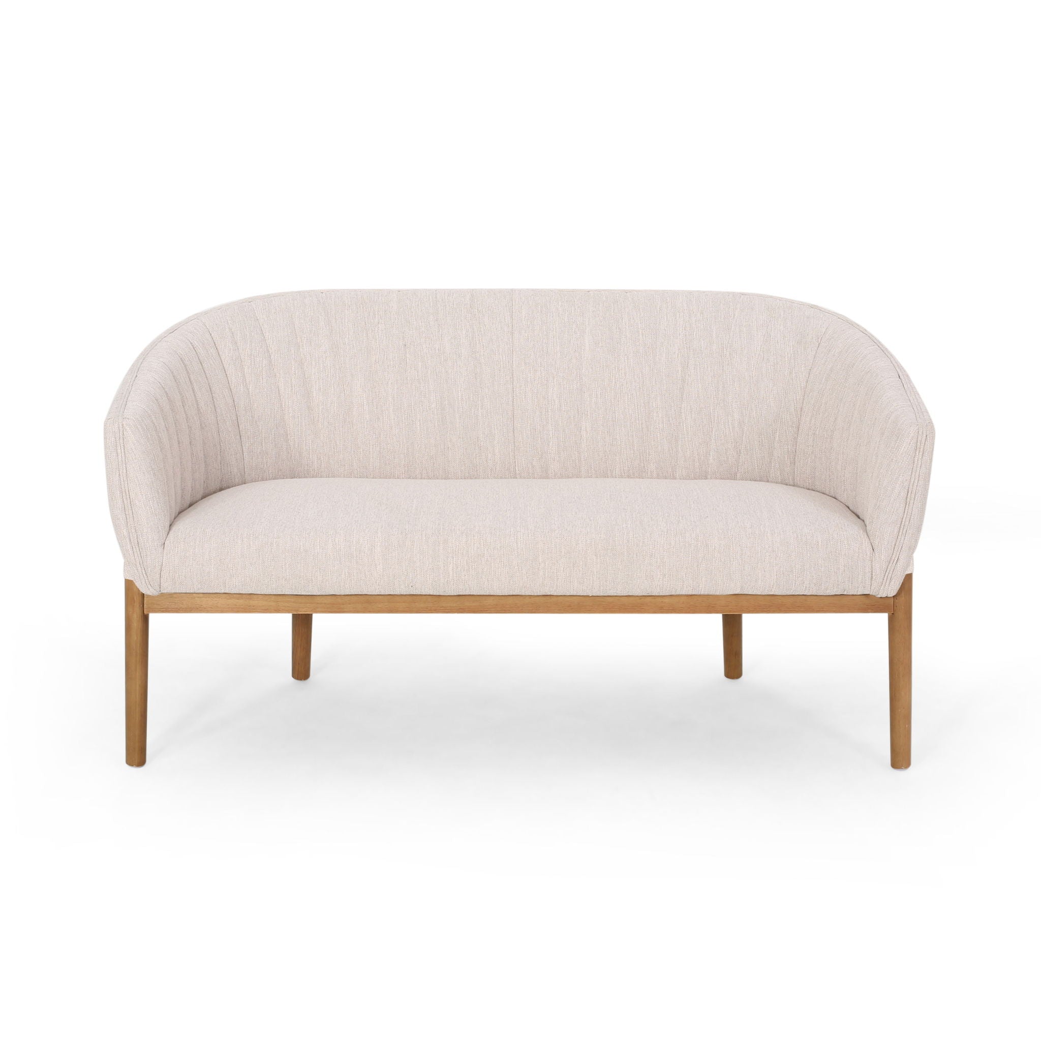 Mid Century Modern Loveseat With Channel Stitched Backrest