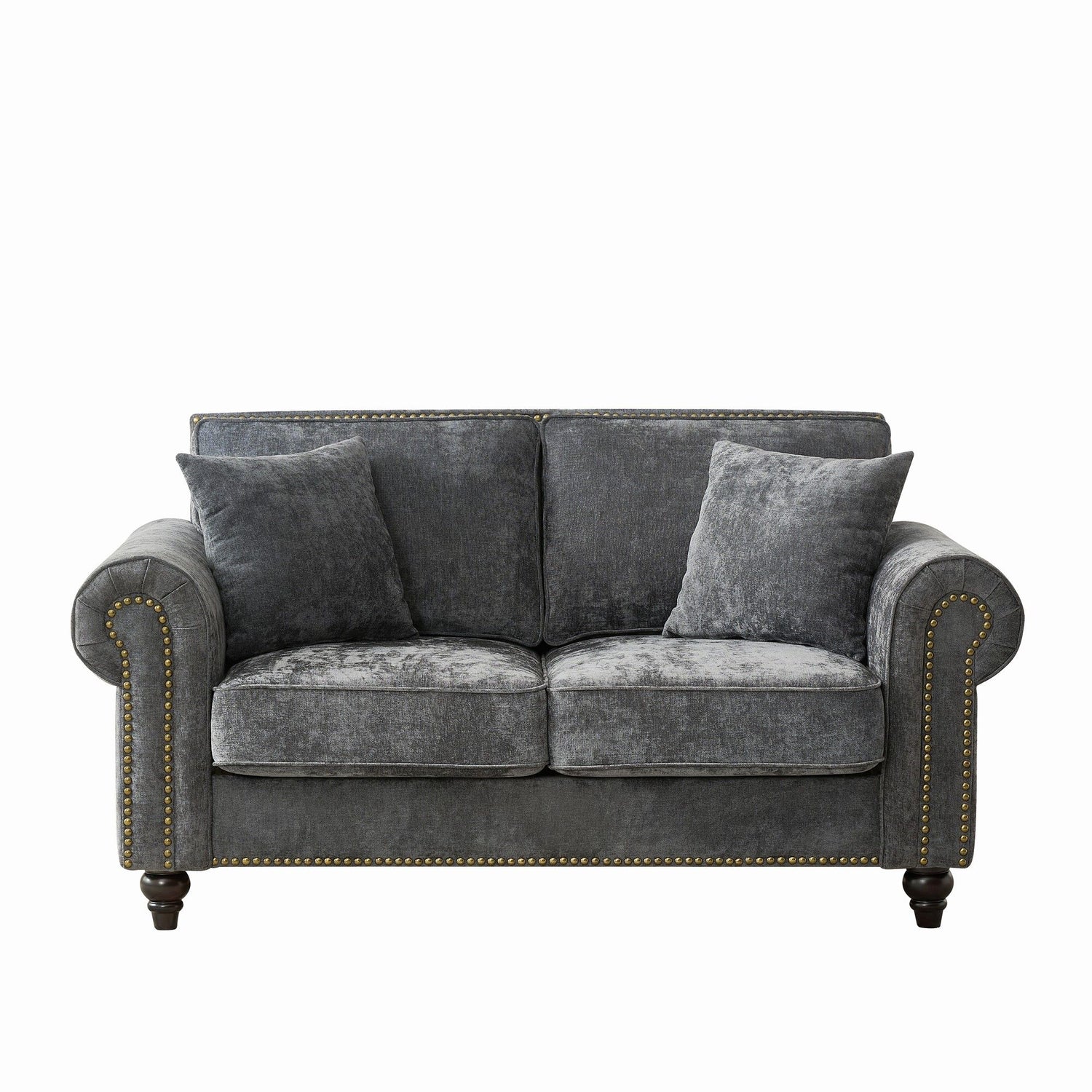 2 Seater Sofa With Rolled Arms, Tufted Upholstered Couch