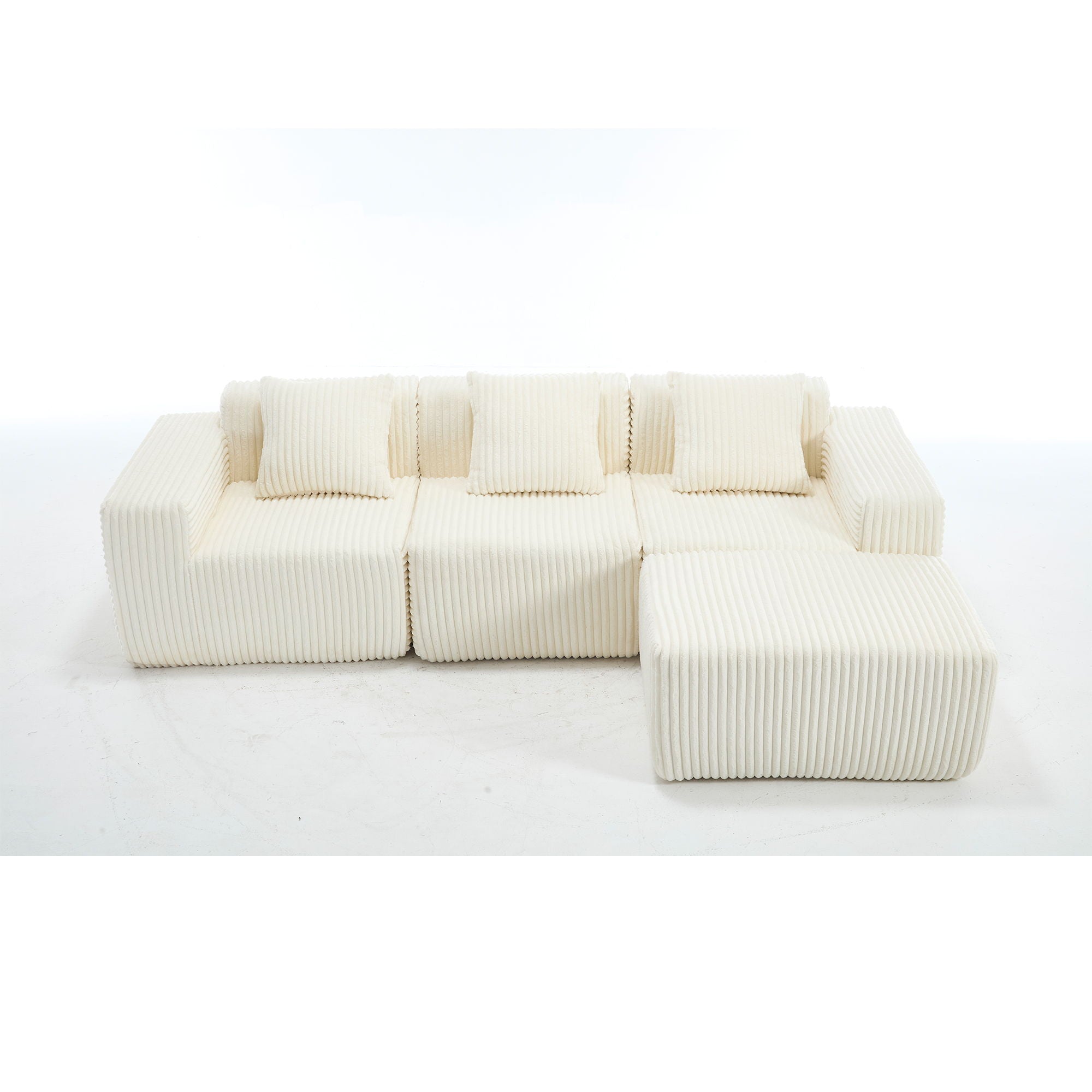 L - Shape Modern Minimalist Modular Sectional Sofa, Upholstered Cloud Couch With Deep Seats