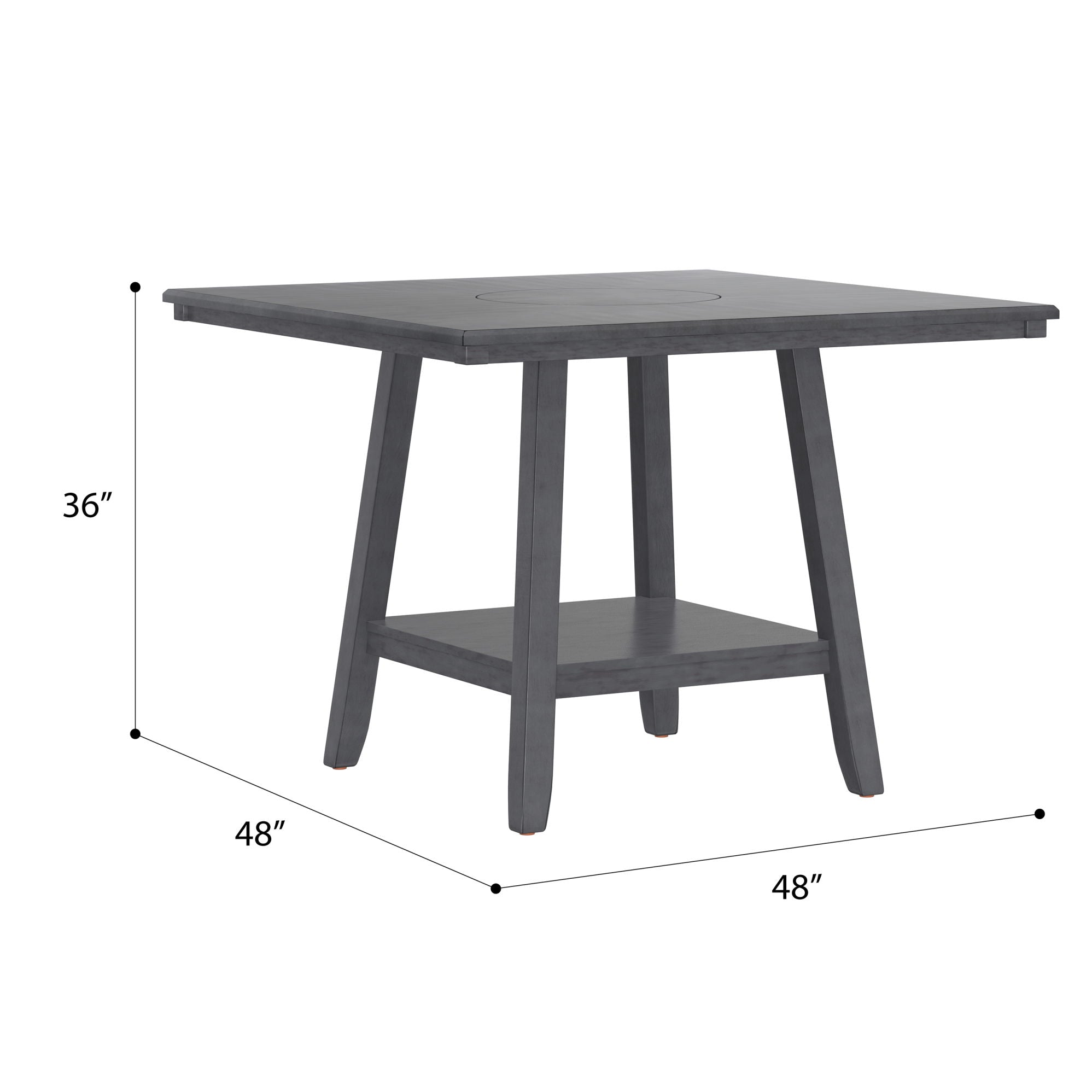 Counter Height Dining Table With Tapered Base And Lazy Susan - Gray
