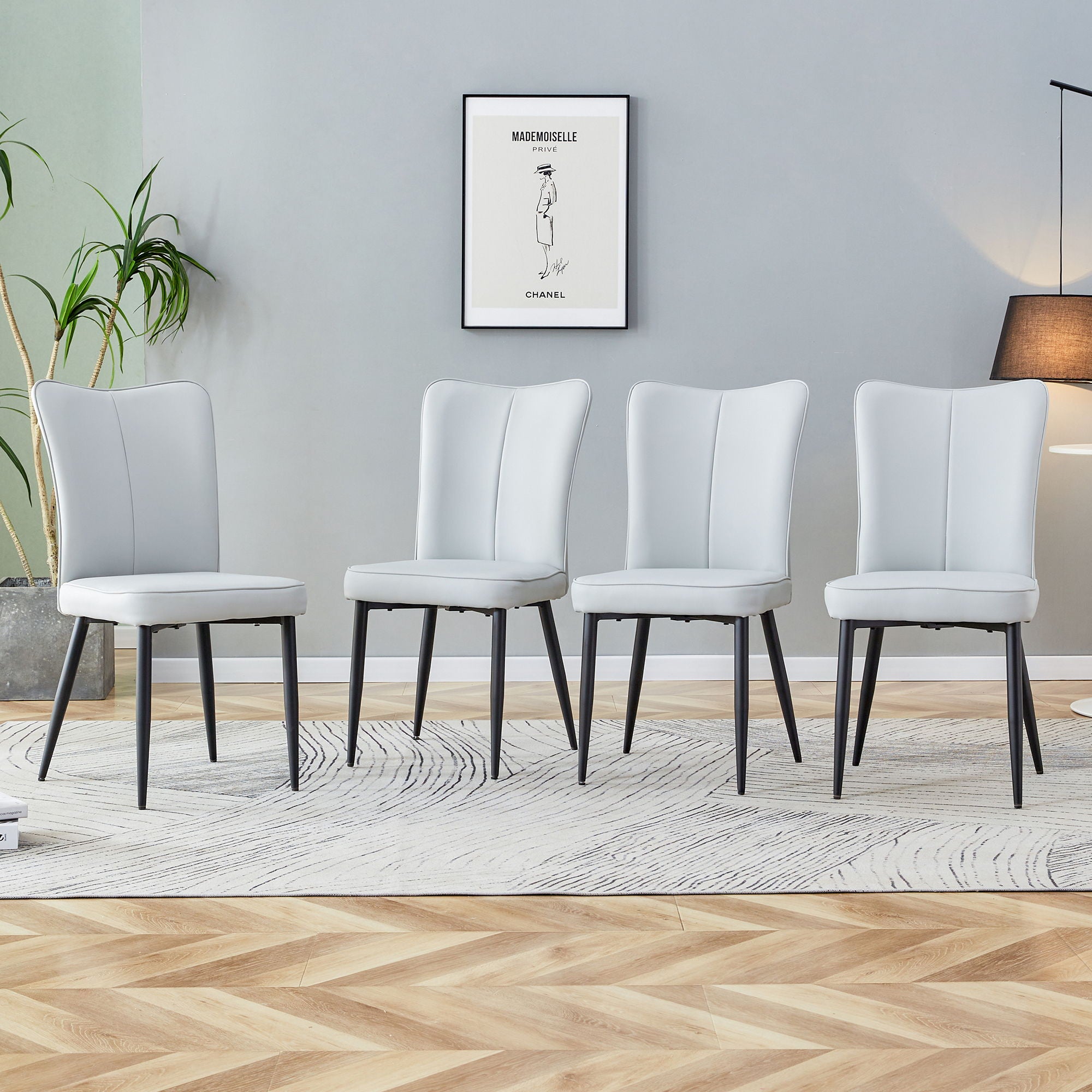 Modern Minimalist Dining Chairs With Metal Legs