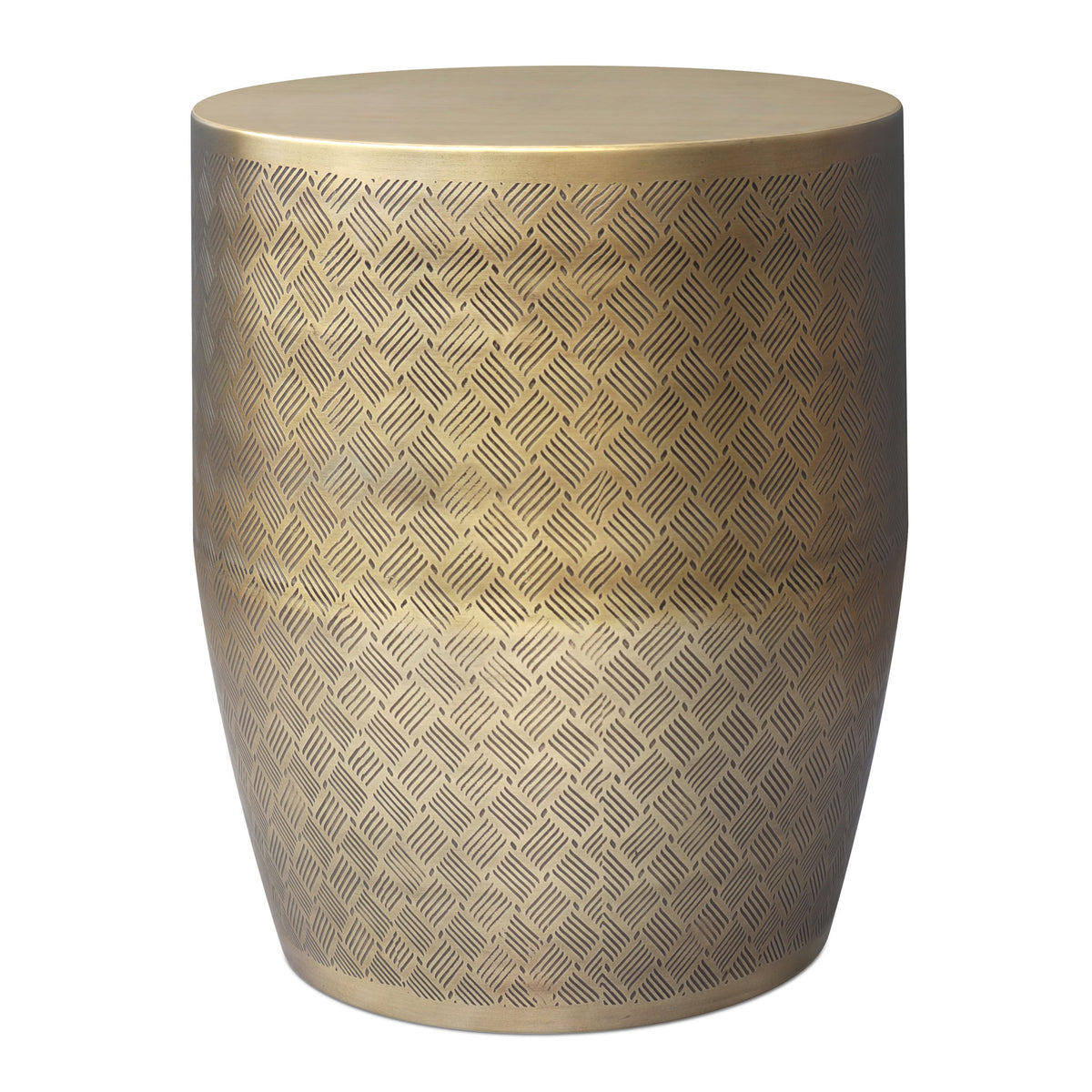Johnsen - Cross Hatch Pattern Accent Table - Antique Gold