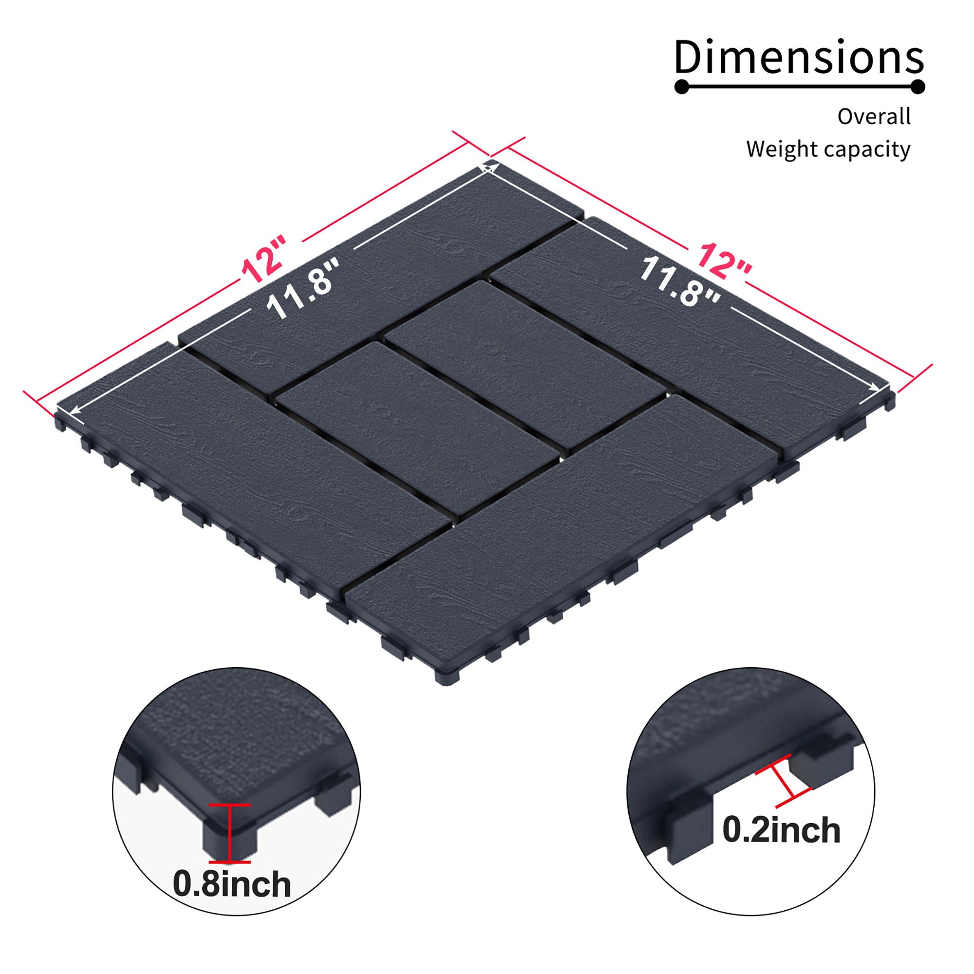 Patio Diy Module Interlocking Decking Tiles Floor, Outdoor And Indoor, Easy And Quick Installation