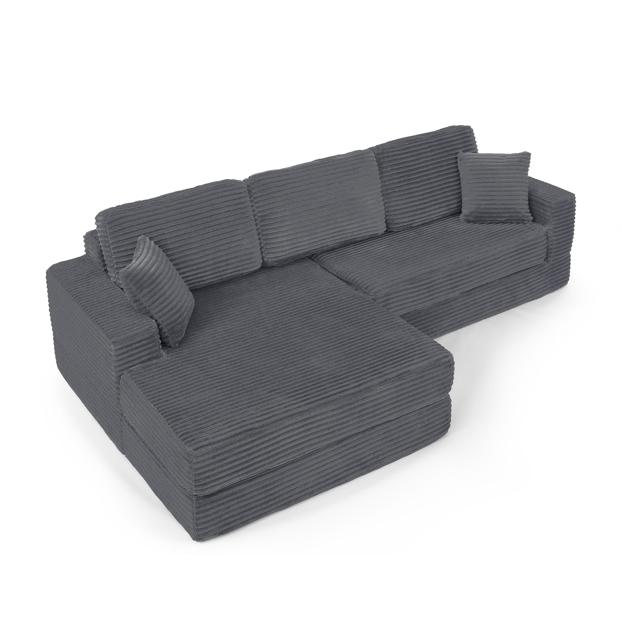 Modern Minimalist L Shape Modular Sectional Sofa, Corduroy Couch