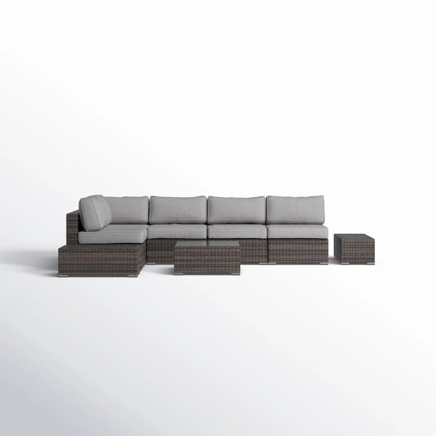 Wicker Sectional Seating Group With Plush Cushions