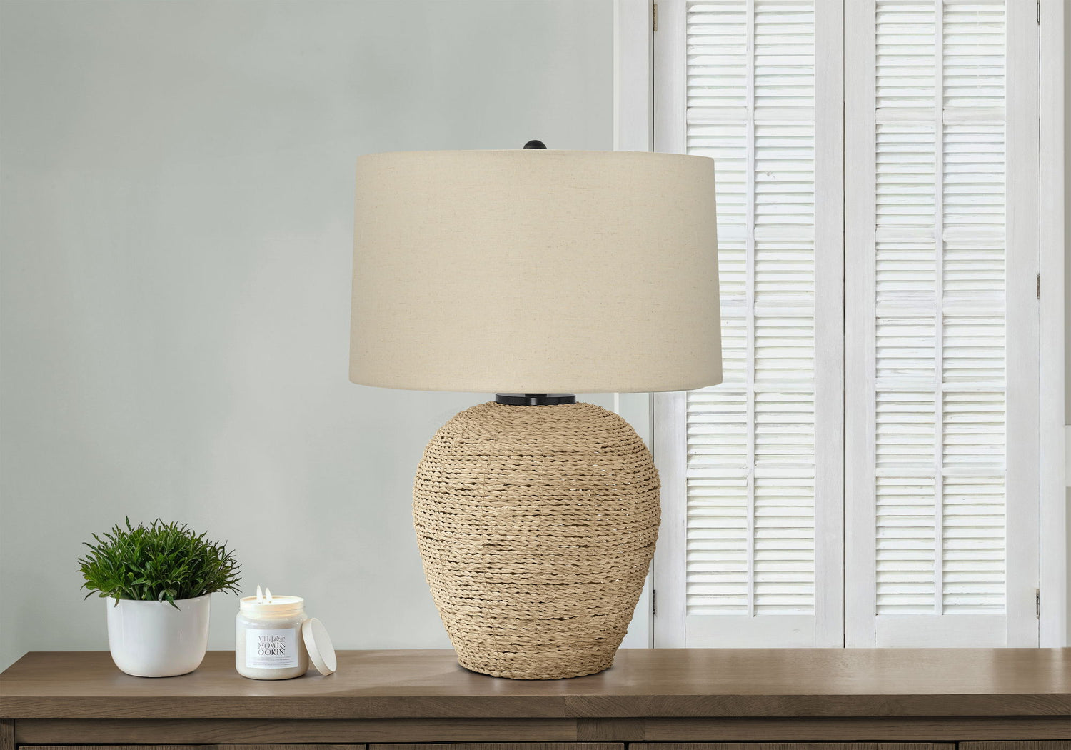Lighting, Table Lamp, Rattan, Resin, Transitional - Beige