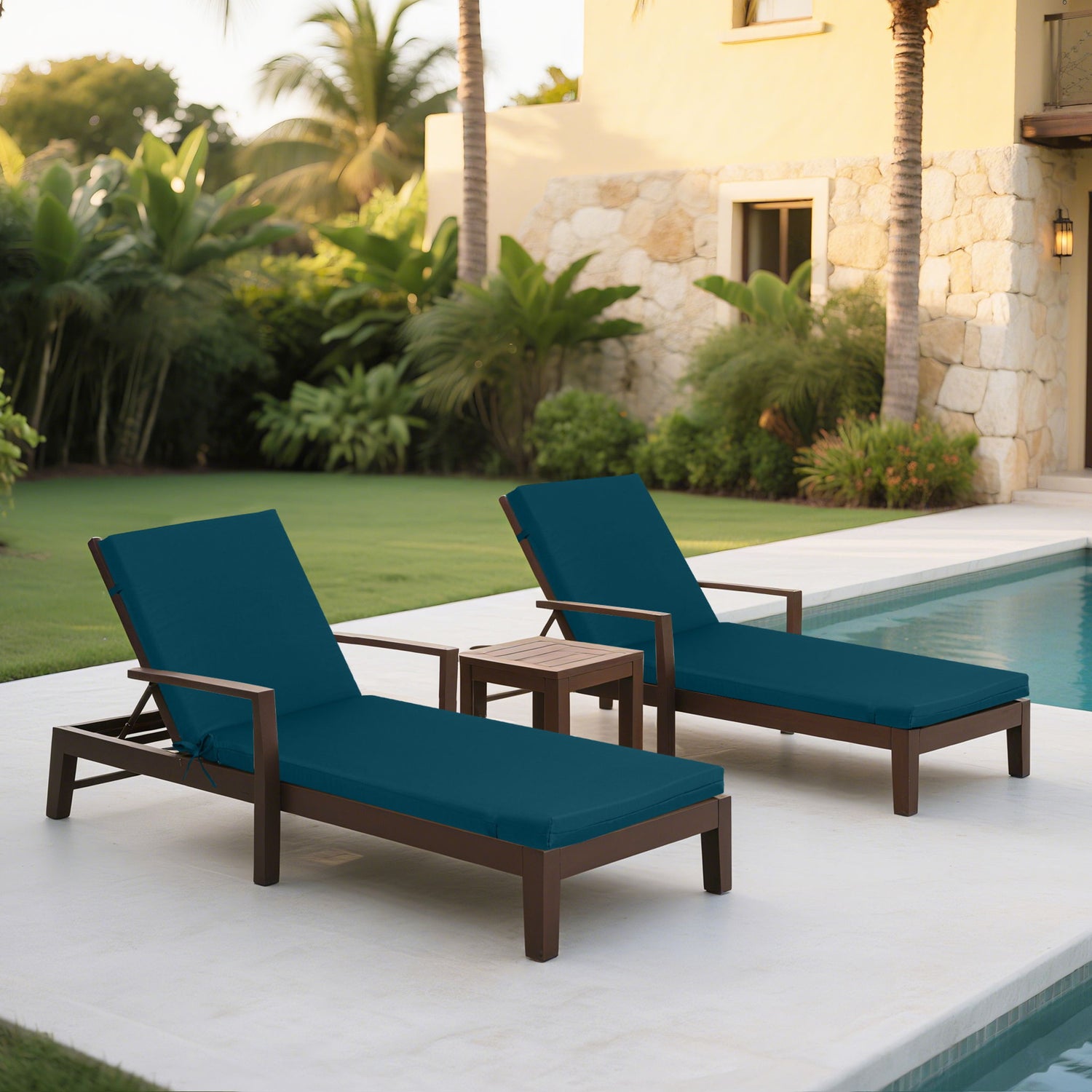 2 Piece Outdoor Chaise Lounge Cushion Set, Replacement Cushions For Patio Furniture