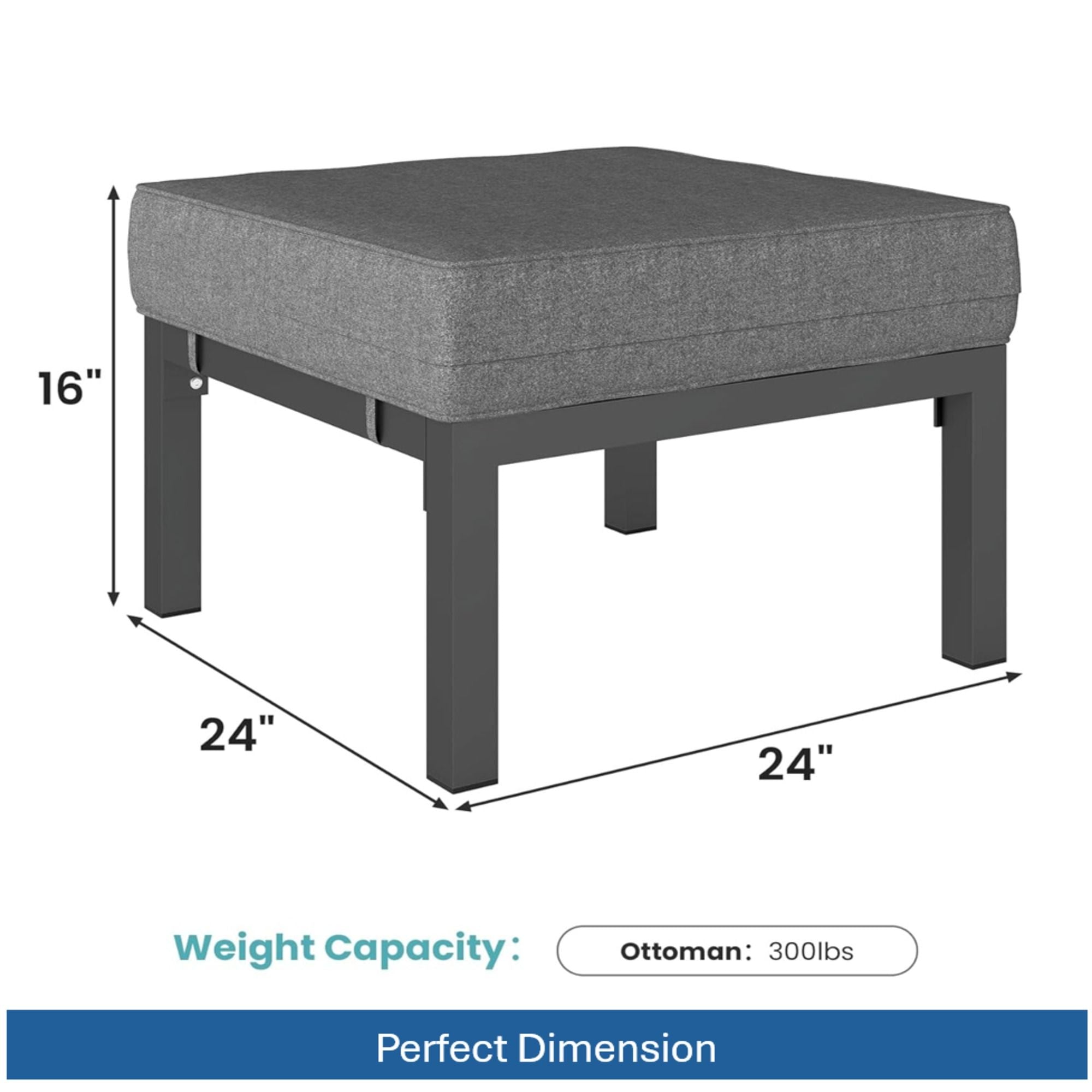 Patio Ottomans With Cushions, All-Weather Footrests (Set of 2)