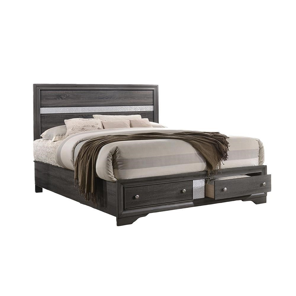 Matrix Traditional Style Full 4 Piece Storage Bedroom set made with Wood in Gray