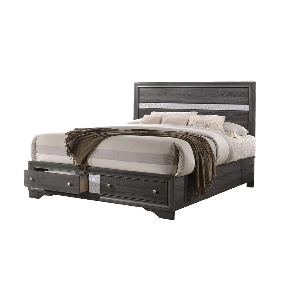 Matrix Traditional Style Full 4 Piece Storage Bedroom set made with Wood in Gray