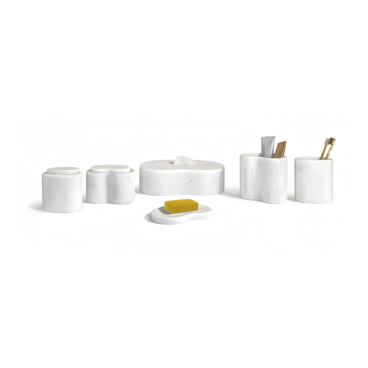 Elegant Natural Marble Bathroom Accessories Set