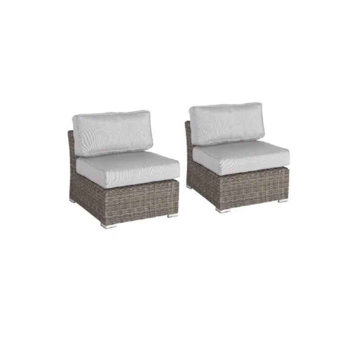 5 Person All Weather Wicker Sectional Seating Group With Cushions - Gray / Gray Mix