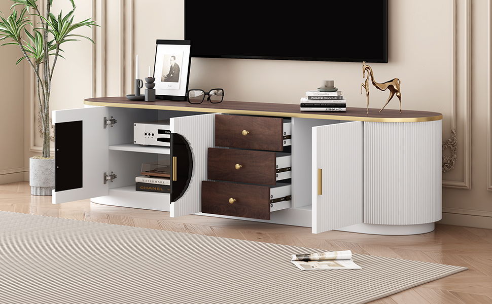 Modern Minimalist TV Stand For TVs Up To 80" With 3 Drawers And 1 Shelf
