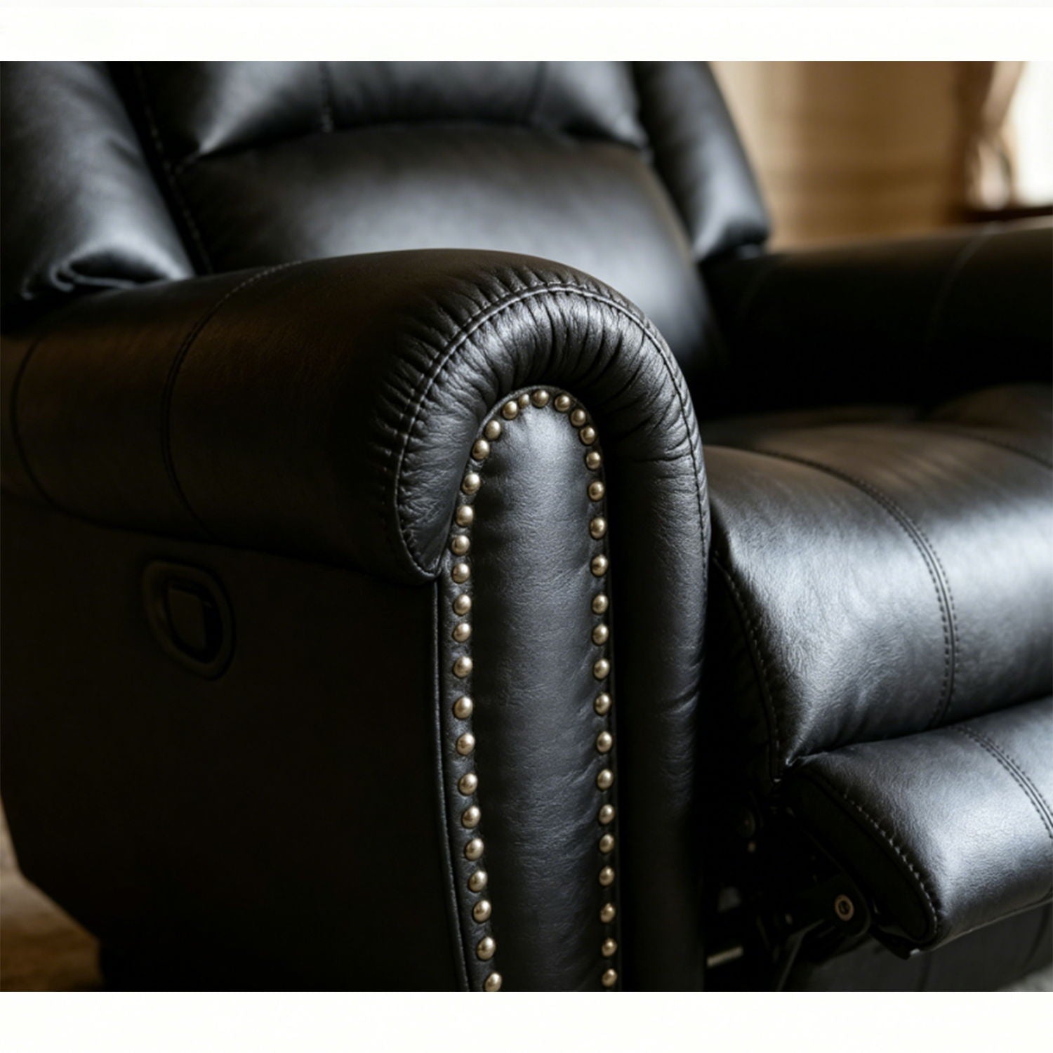 Electric Elderly Chair With 360° Swivel, Manual Button Control, Soft Plush Armchair For Living Room - Black