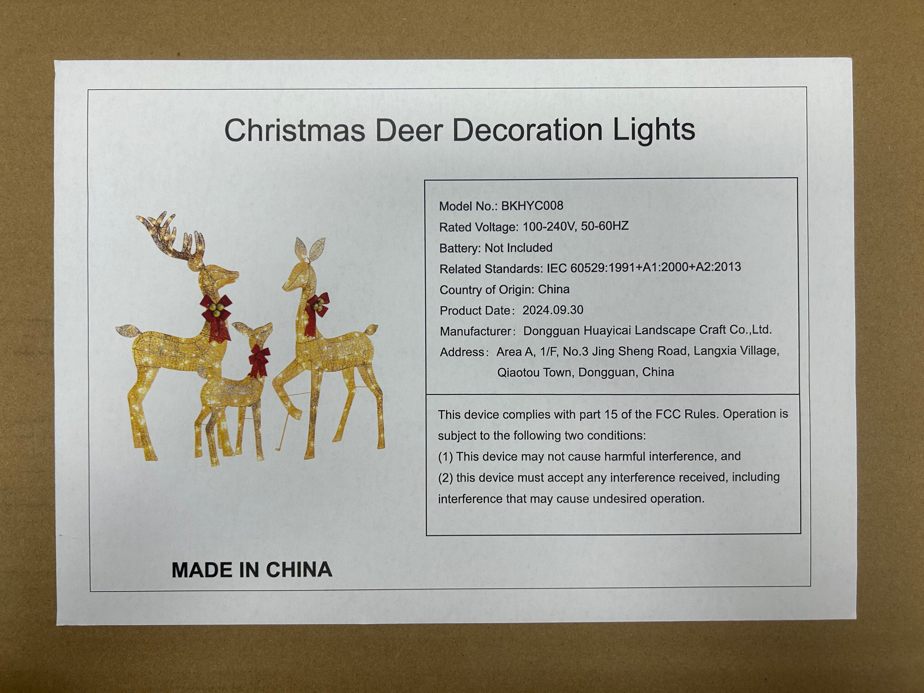 Set of 3 Large Lighted Reindeer Christmas Decorations, 3D Yard Deer Decor Family Set for Indoor or Outdoor Yard Art- with 210 Warm White LED Lights,Christmas Deer Decorations - Gold