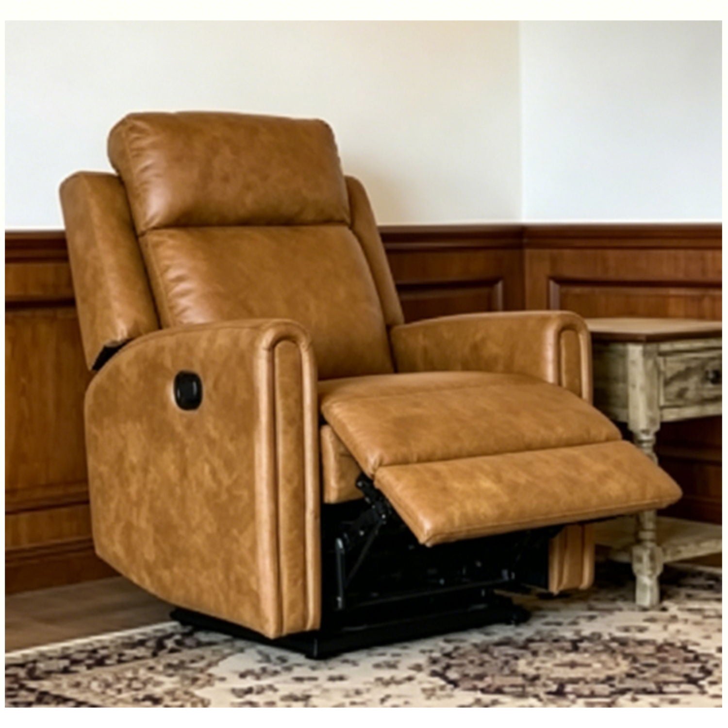 Manual Button Lounge Chair With 360 Degree Rotation - Yellow