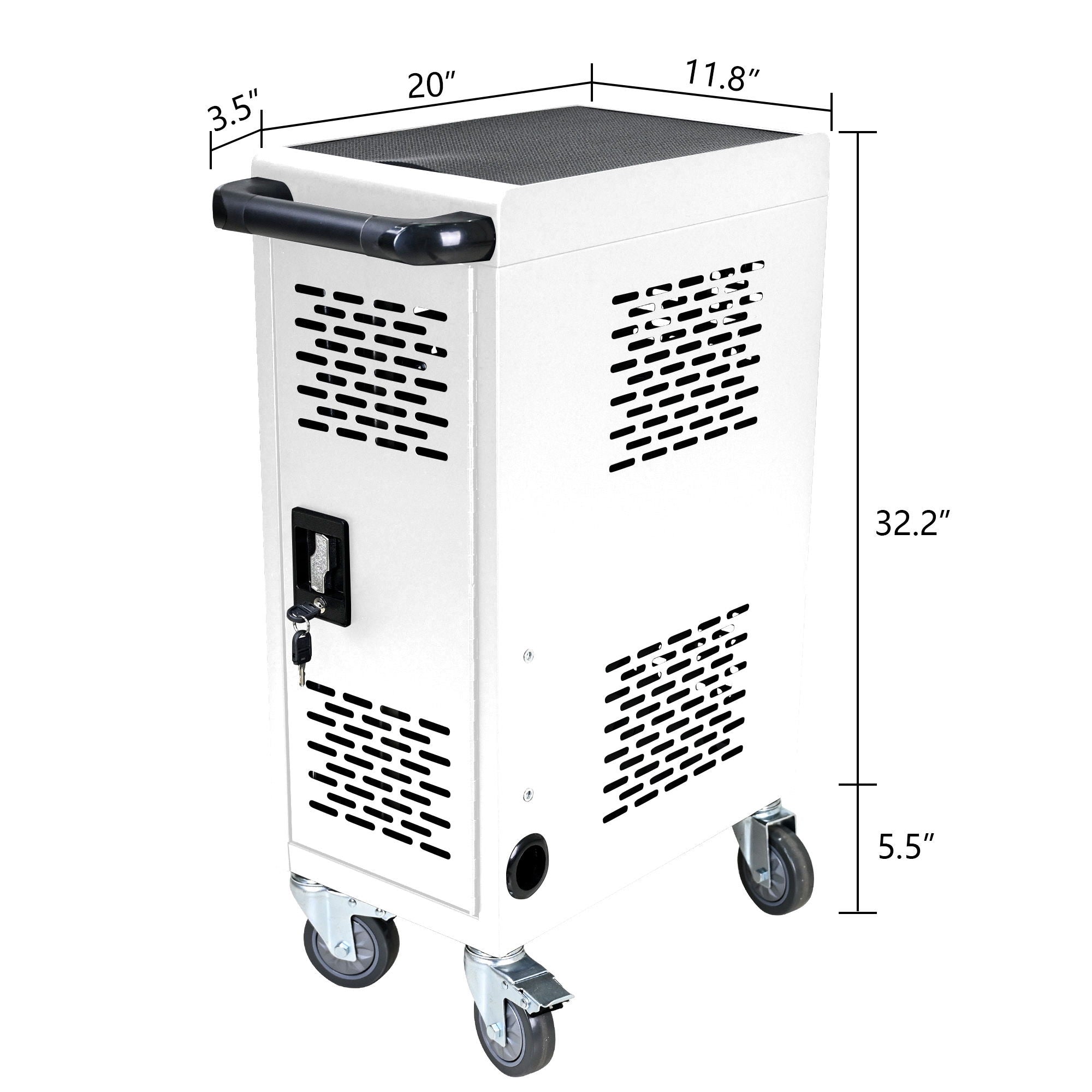 16 Bay Mobile School Charging Cart Station For Chromebook, Tablet And Laptop Computer With Power Strip Included - White