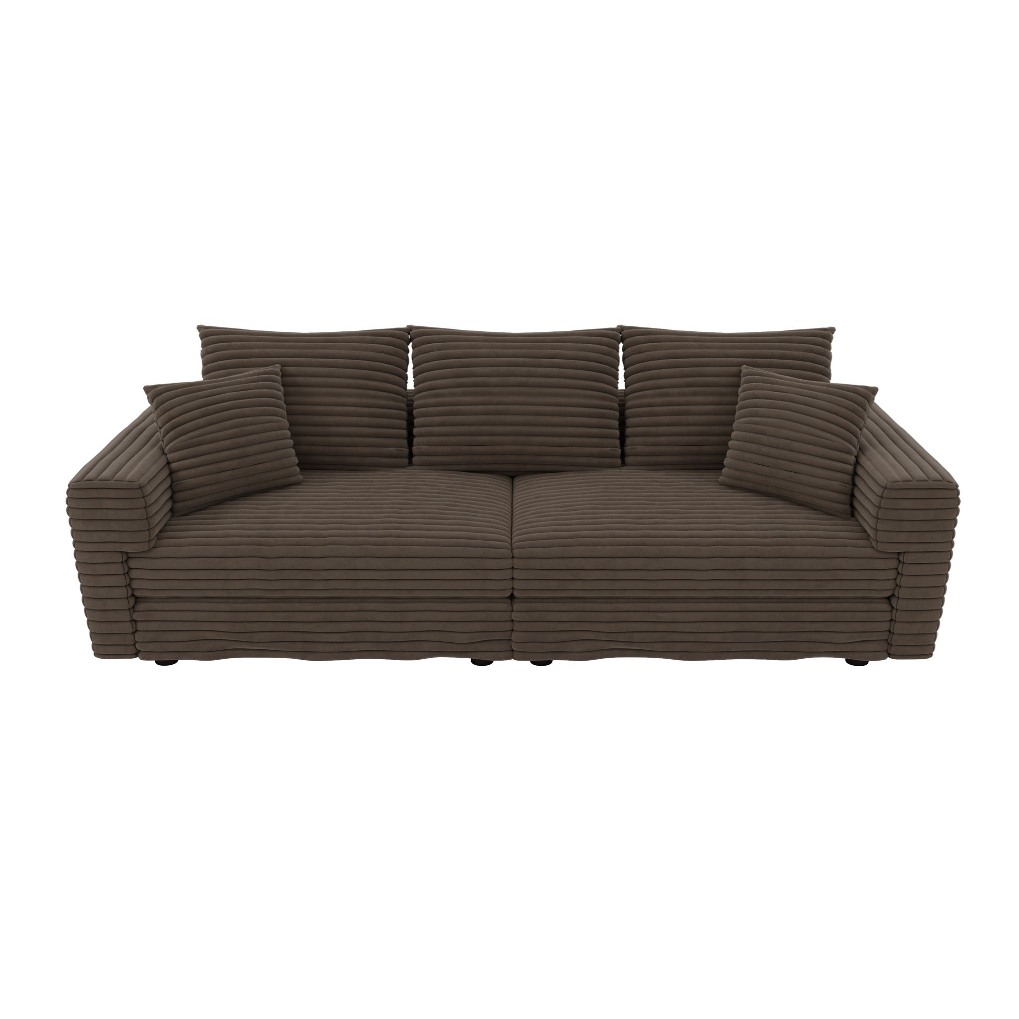 Plush Corduroy 4 Seat Sofa, Modern Comfy Upholstered Sofa Cloud Couch, Deep Seat Couches With Soft Pillows