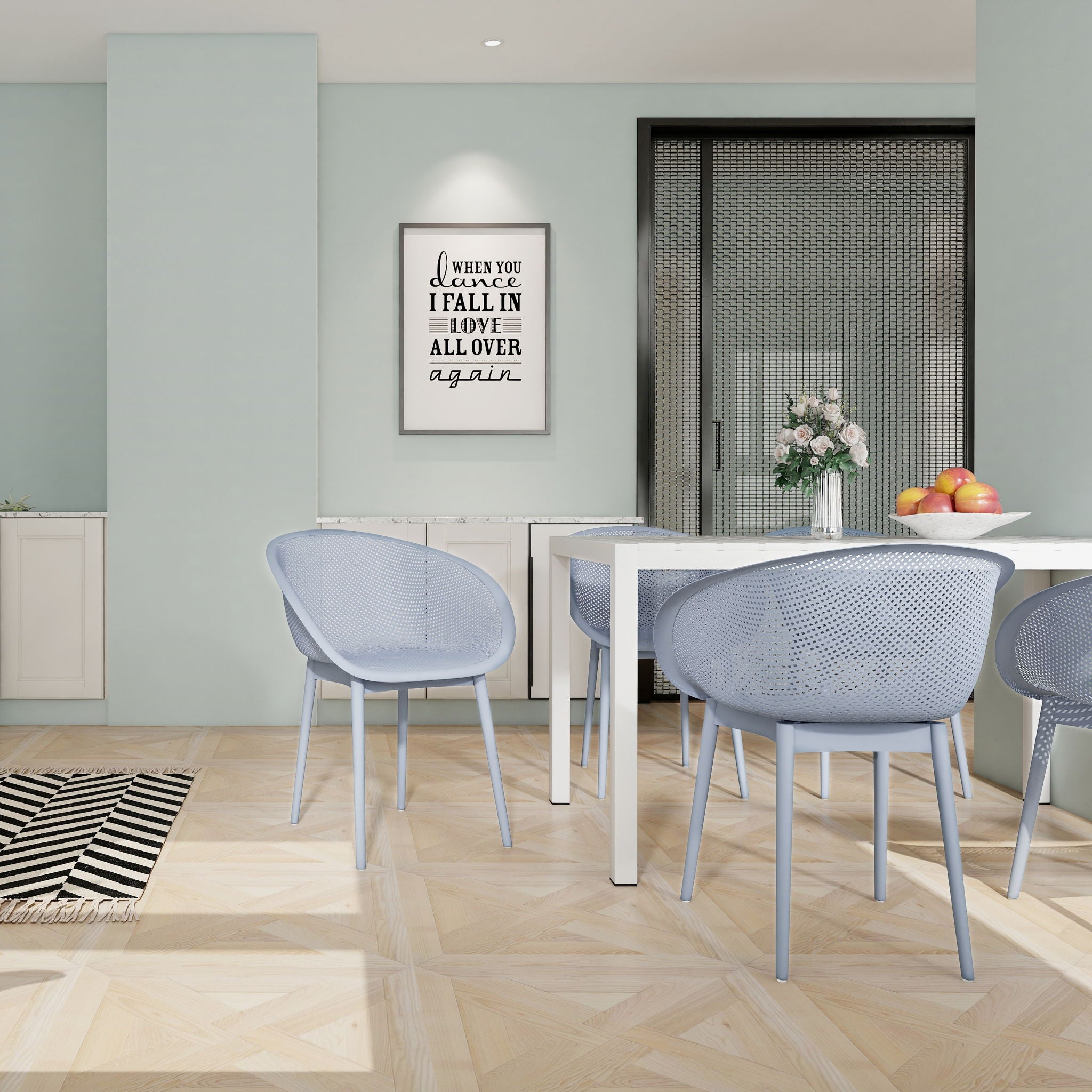 2 Piece Durable Single Chair With Mesh Hollow Out Design