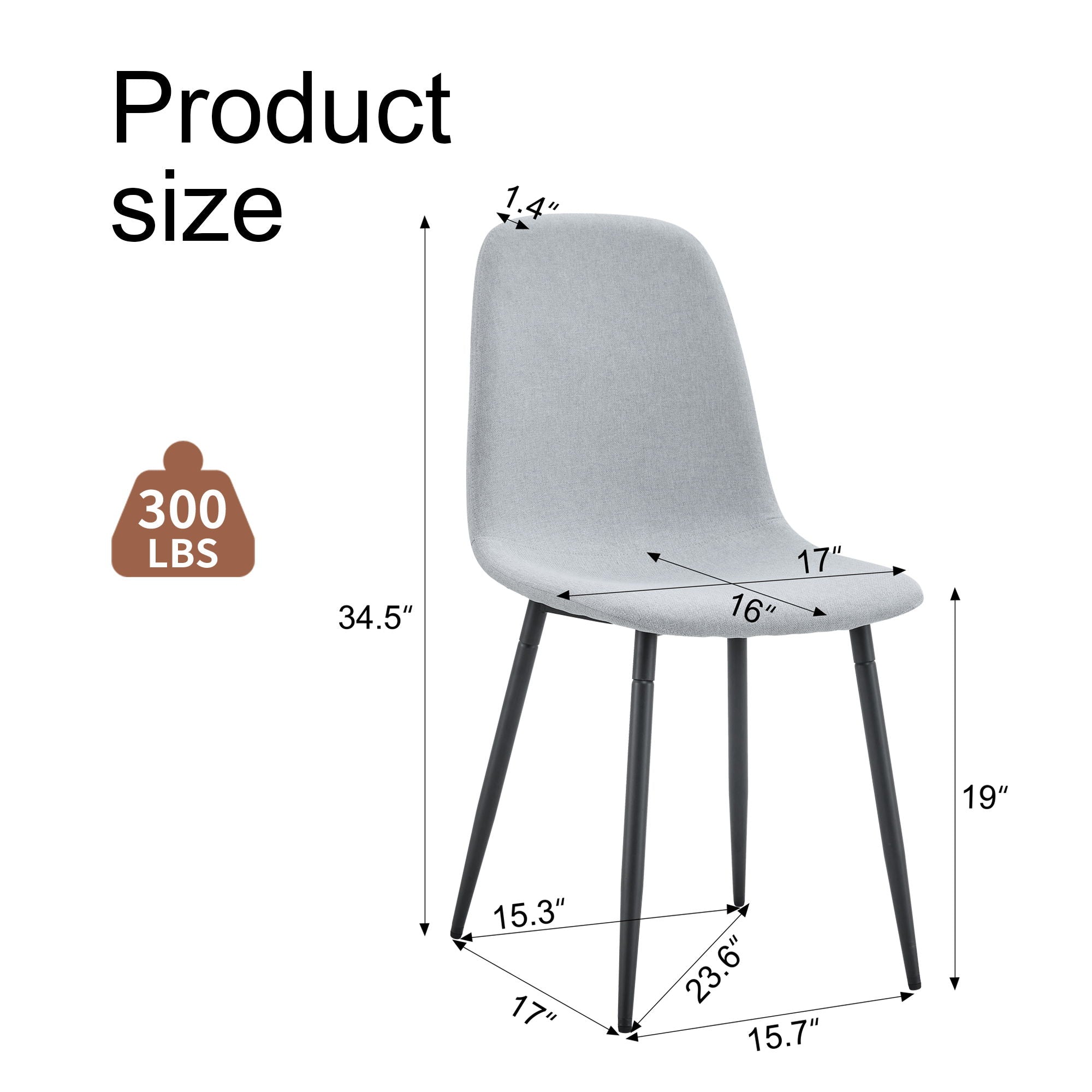 Modern Medieval Style Cushioned Side Chairs Set With Black Metal Legs For Kitchens