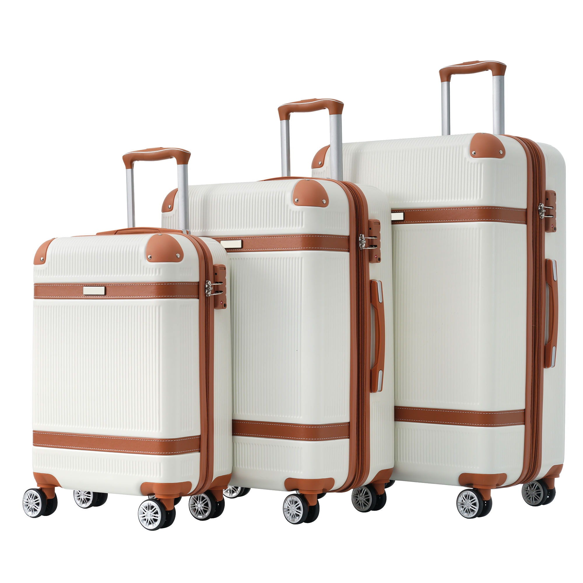 Hardshell Luggage Sets 3 Piece Double Spinner 8 Wheels Suitcase With Tsa Lock Lightweight 20&
