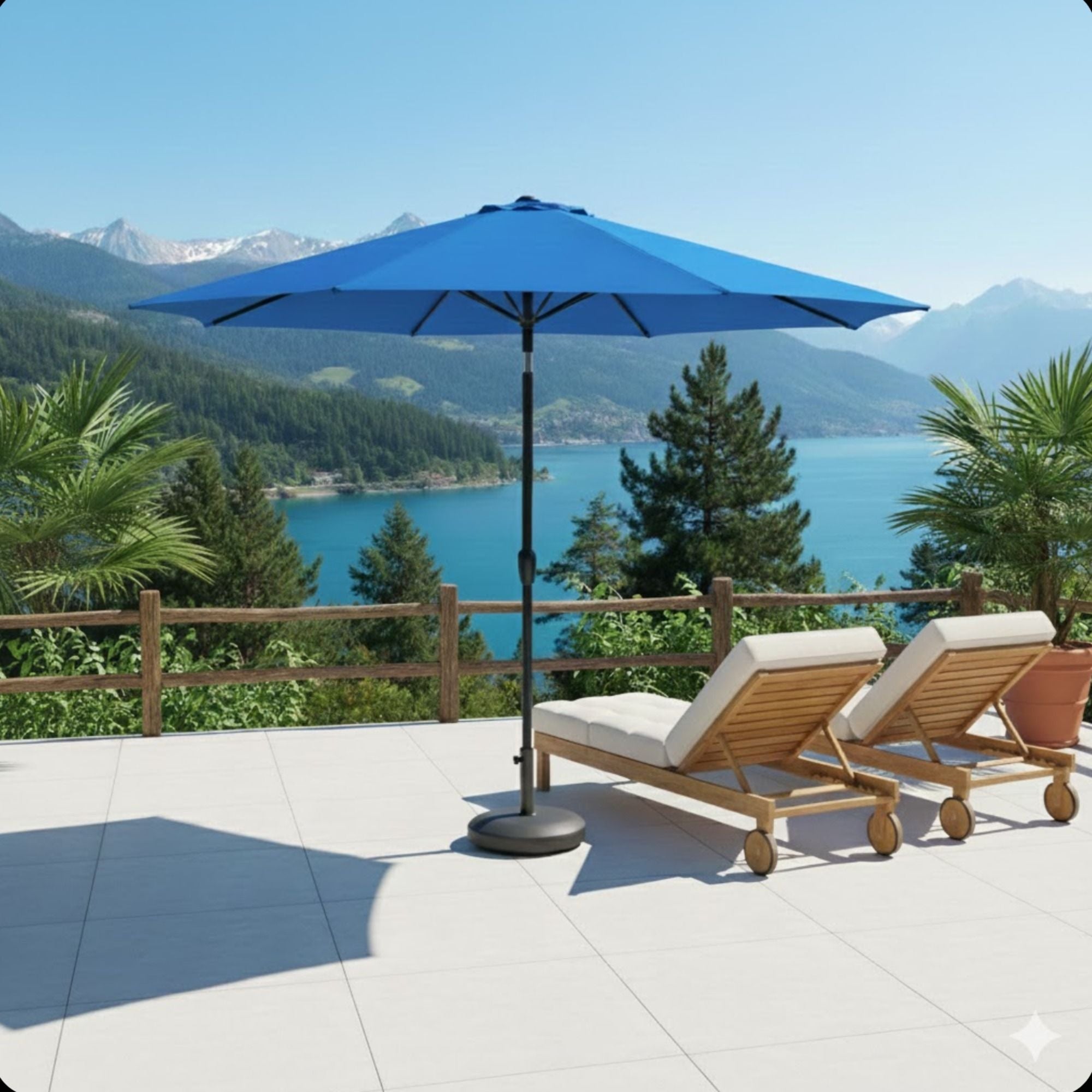 Patio Umbrella With Crank Lift And Tilt, UV-Resistant Canopy