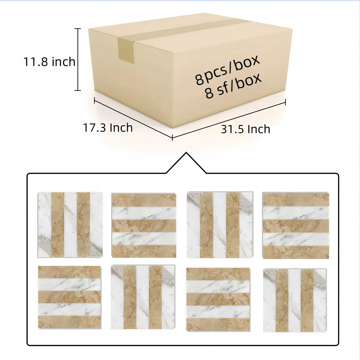 Elegant And Waterjet Polished Marble Tile For Floor And Wall Stone - White / Gold