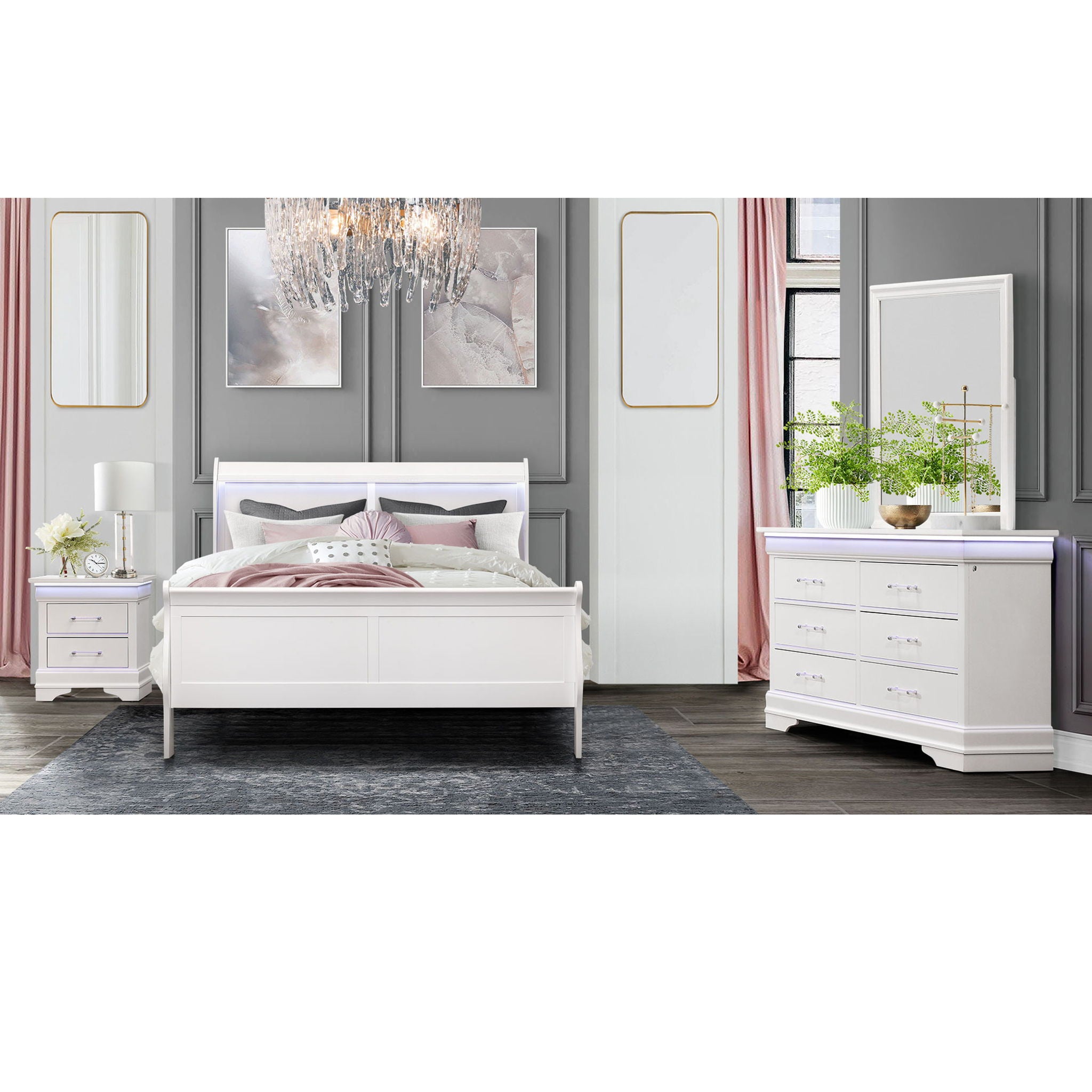Charlston - 5 Piece Bedroom Set With LED Headboard