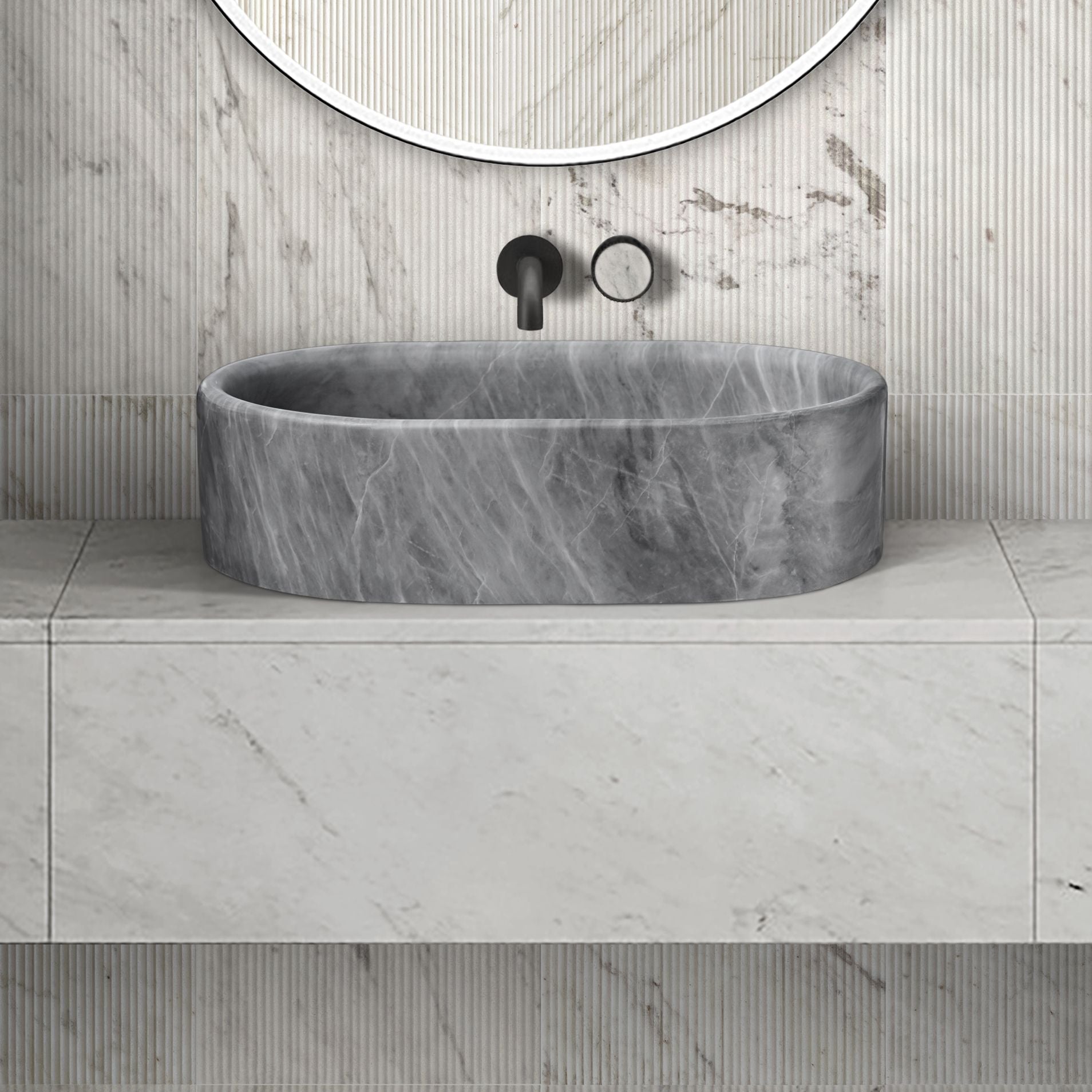 Bathroom Vessel Sink, Semi Polished Surface