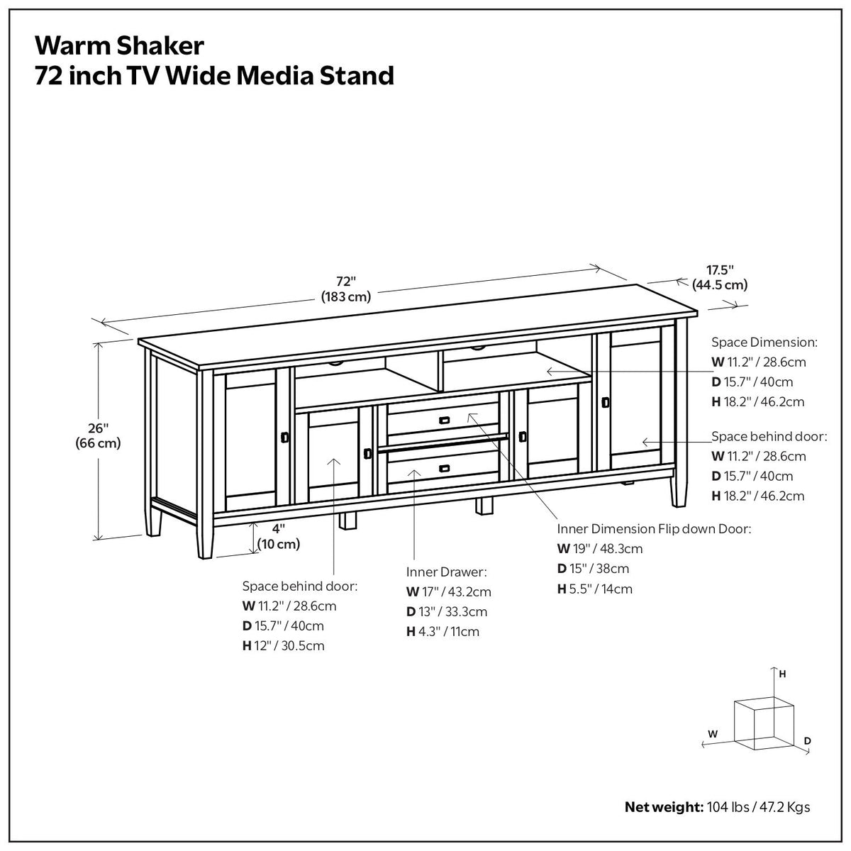 Warm Shaker - TV Media Stand - Hickory Brown
