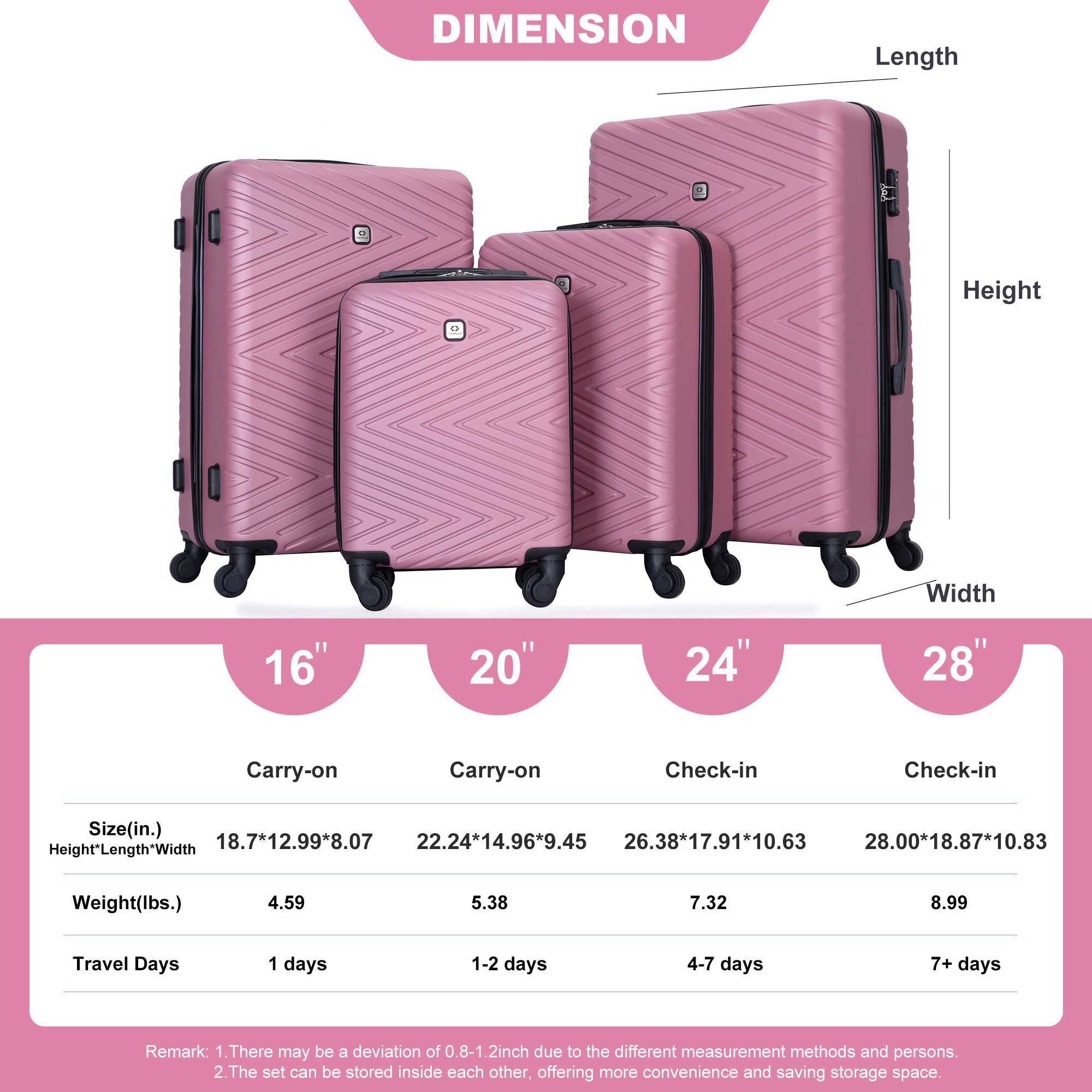 Luggage 4 Piece Lightweight Suitcase With Rotating Wheels With Tsa Lock,