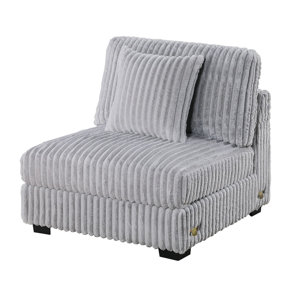 Armless Chair Modular With Pillow Living Room Furniture - Gray / Mink