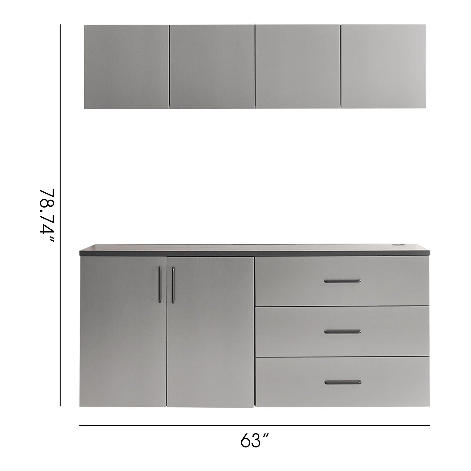 Astro Series - Garage Cabinet Set C With Soft Closing Drawers - Metallic Gray