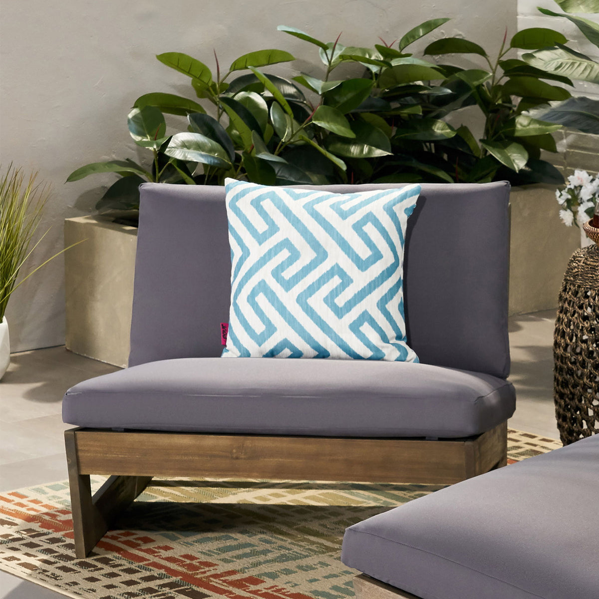 Acacia Wood Outdoor Club Chair With Cushions