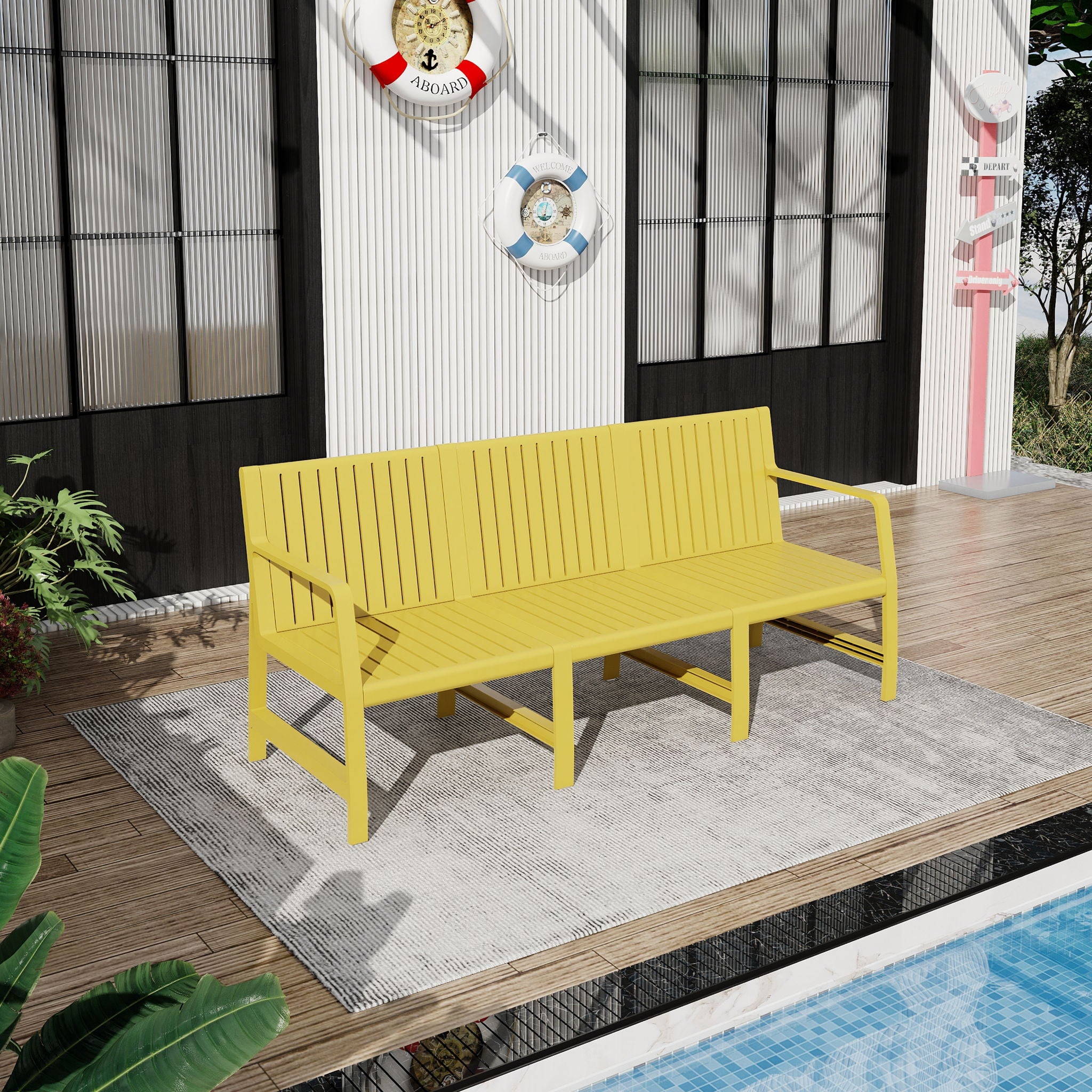 1 Piece Indoor / Outdoor 3 Seater Sofa, UV-Resistant, Waterproof And Durable