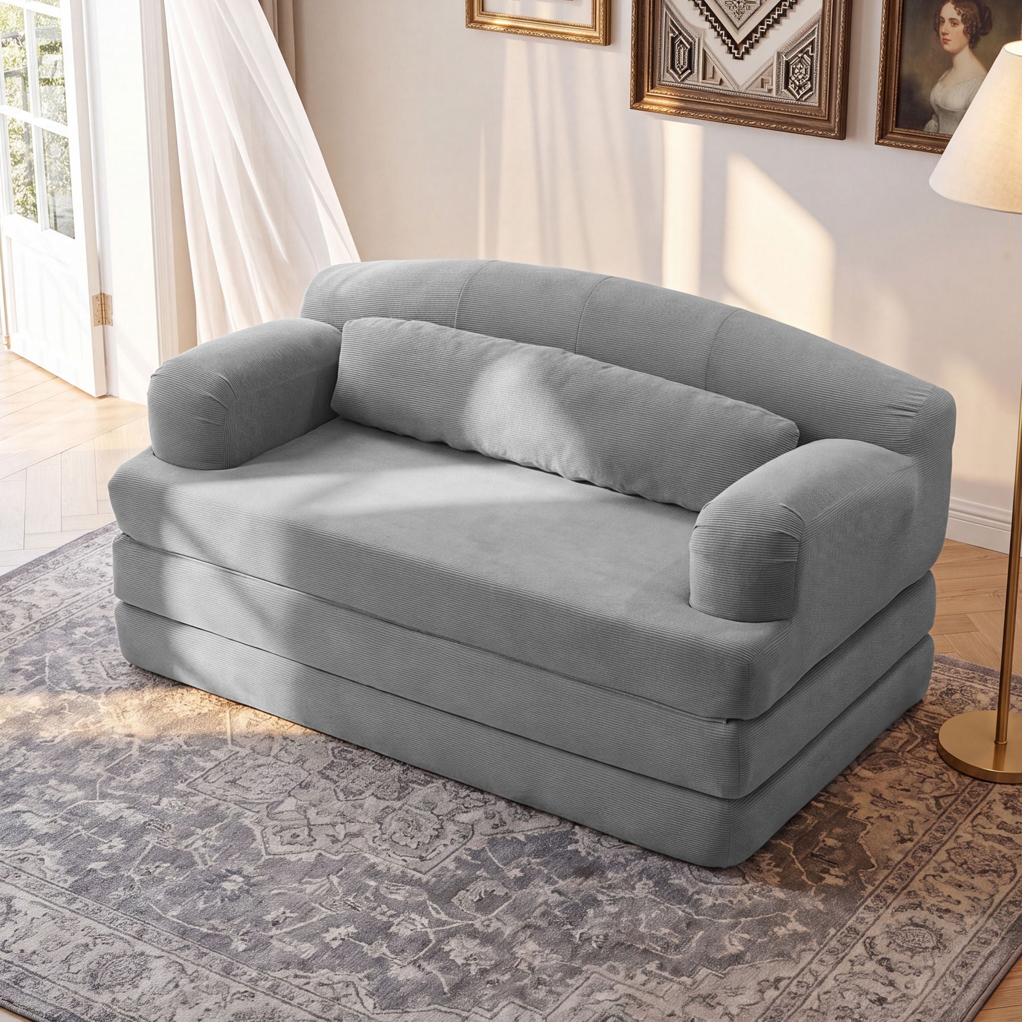 2 Seater Sofa Bed, Compact Foldable Floor Couch